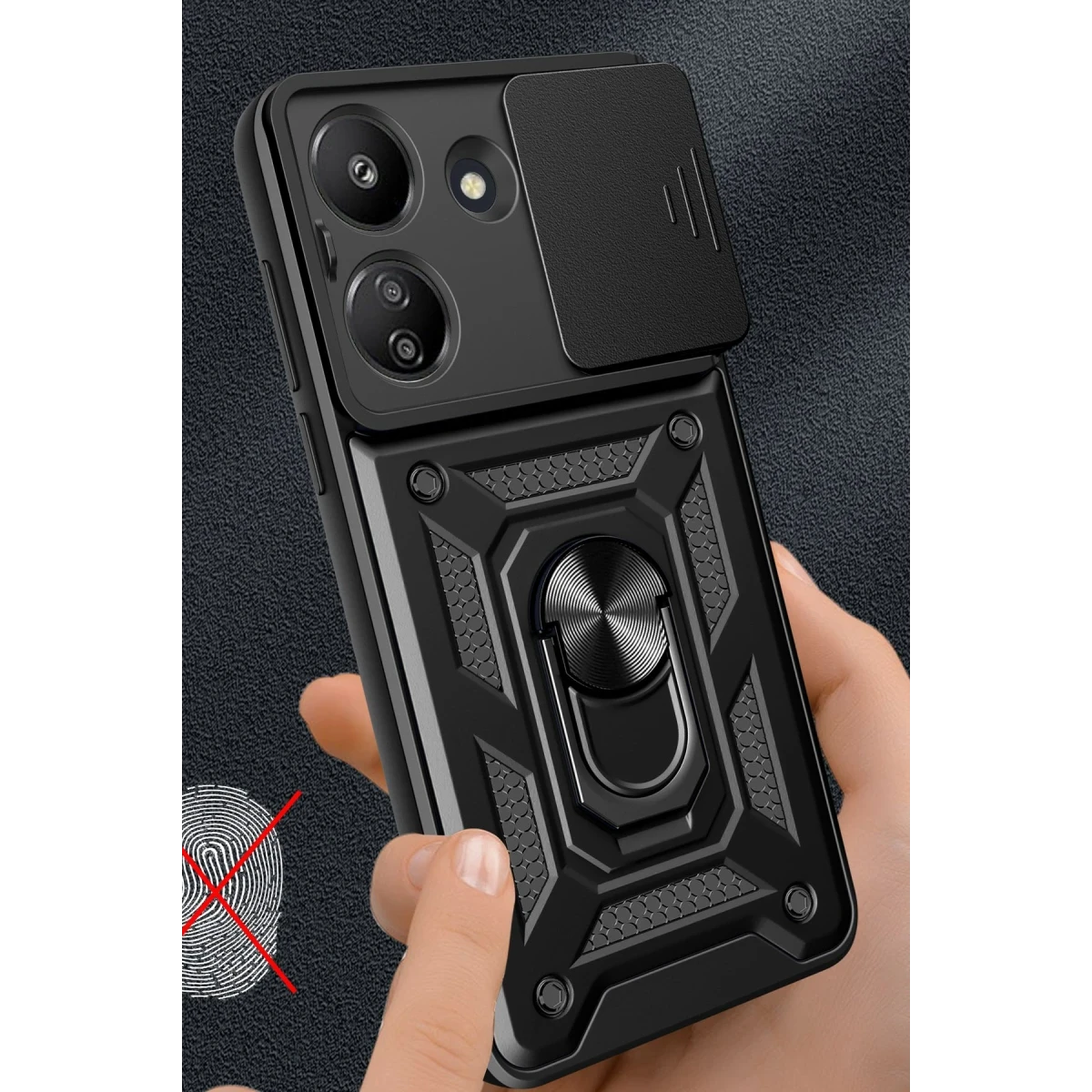 Newface Xiaomi Redmi 13C Kılıf Pars Lens Yüzüklü Silikon - Siyah — görsel 6