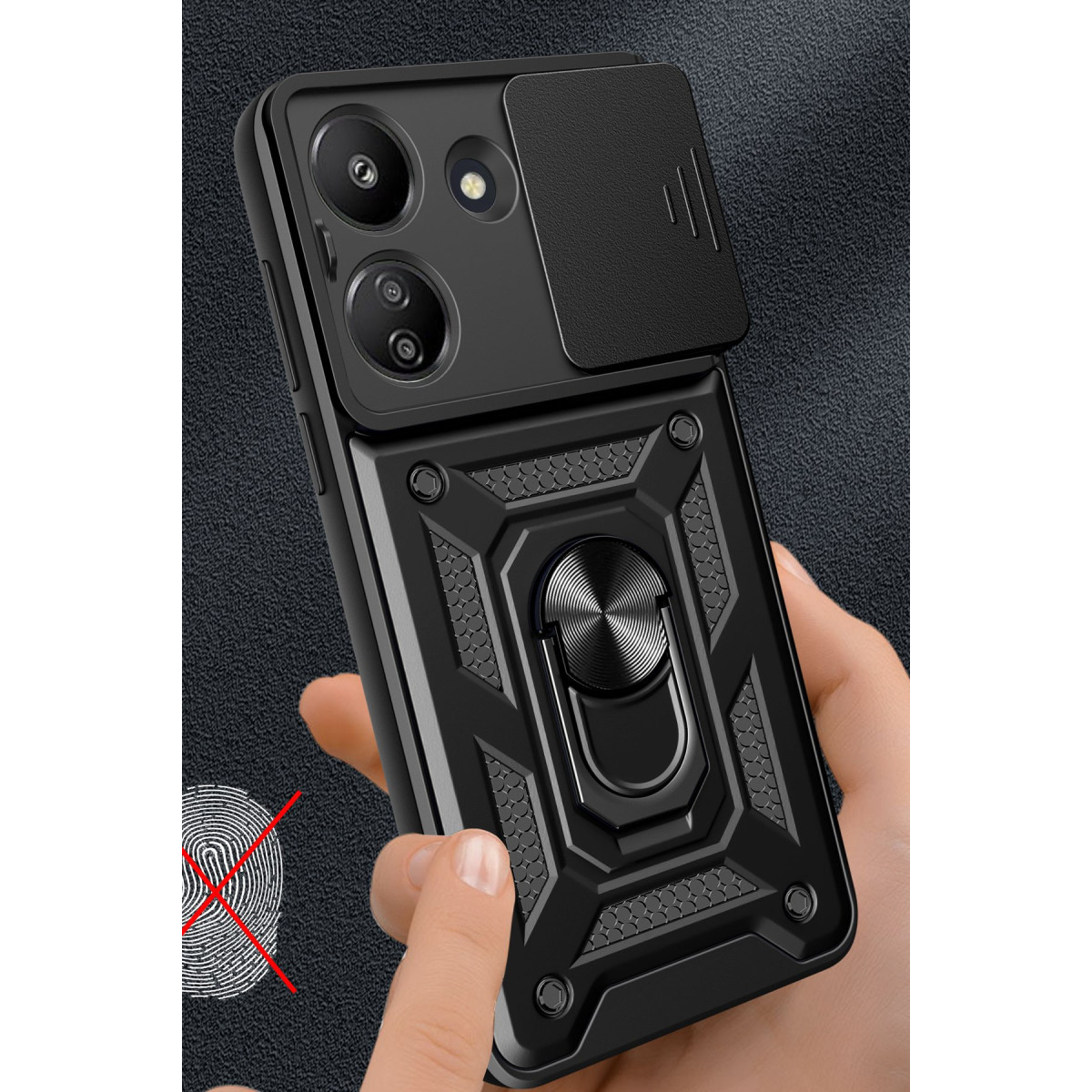 Newface Xiaomi Redmi 13C Kılıf Pars Lens Yüzüklü Silikon - Siyah — görsel 10