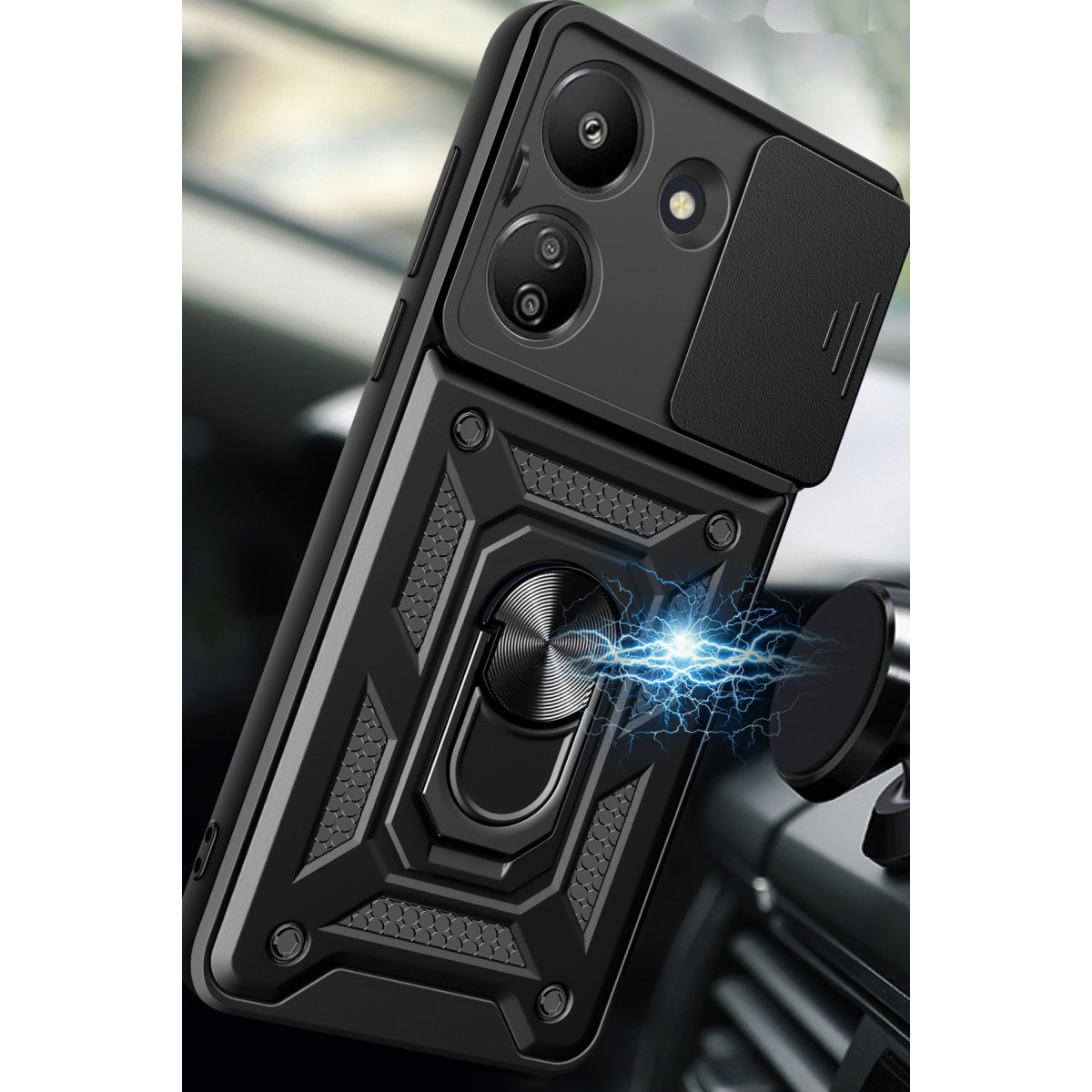 Newface Xiaomi Redmi 13C Kılıf Pars Lens Yüzüklü Silikon - Siyah — görsel 11