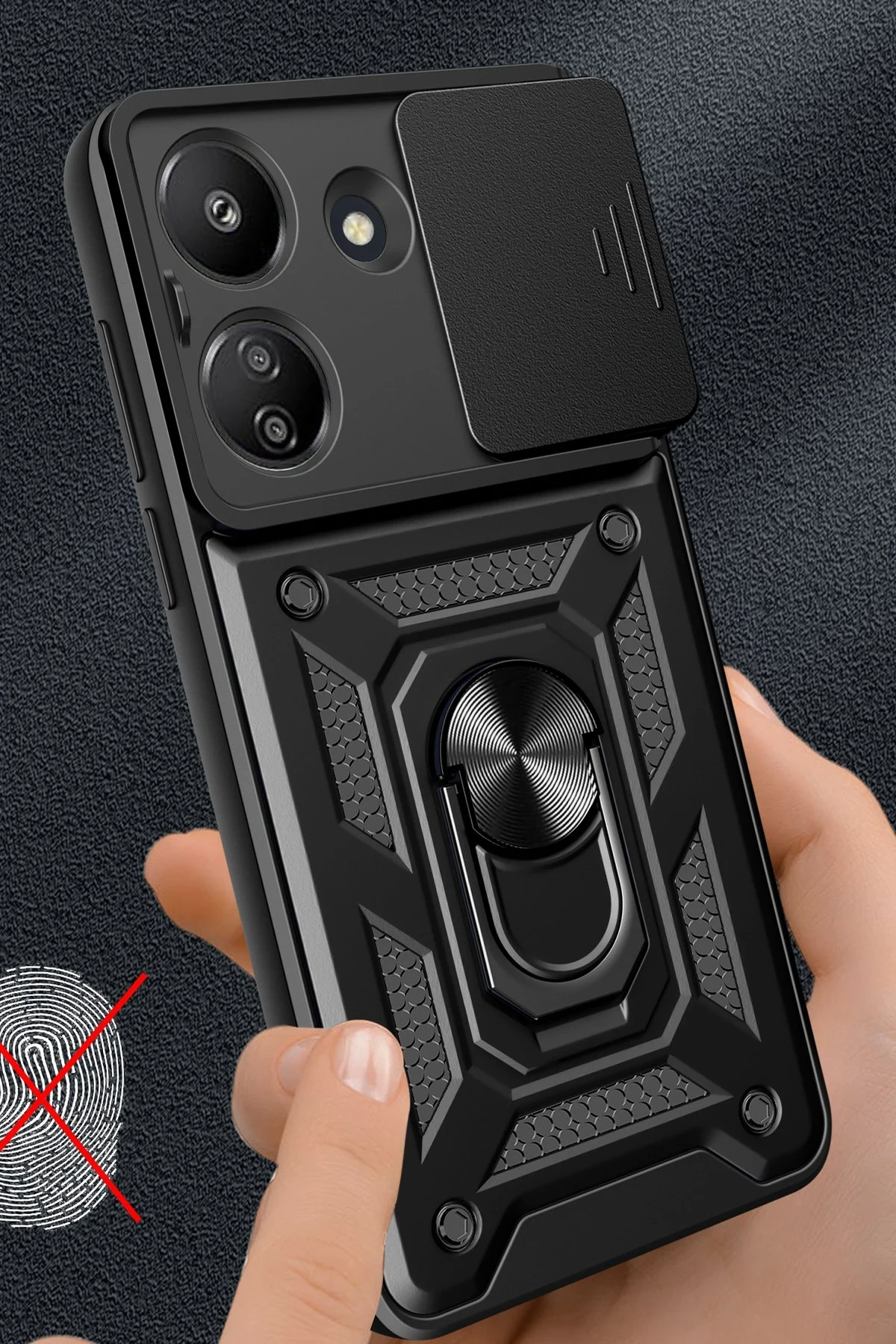 Newface Xiaomi Redmi 13C Kılıf Pars Lens Yüzüklü Silikon - Yeşil