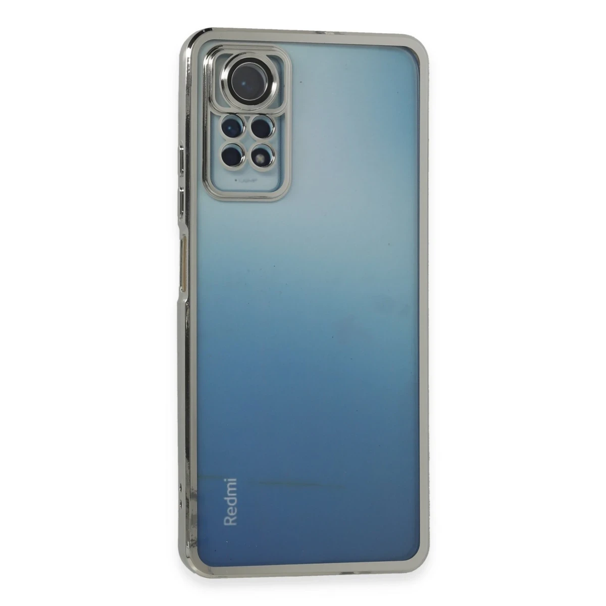 Newface Xiaomi Redmi Note 11 Pro Kılıf Razer Lensli Silikon - Gümüş
