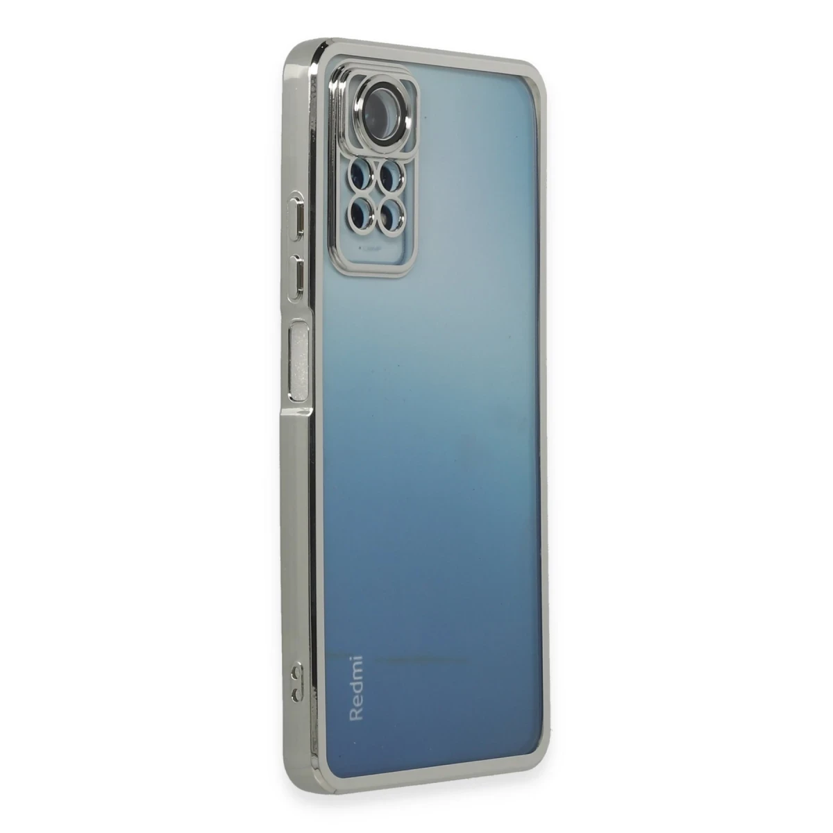 Newface Xiaomi Redmi Note 11 Pro Kılıf Razer Lensli Silikon - Gümüş