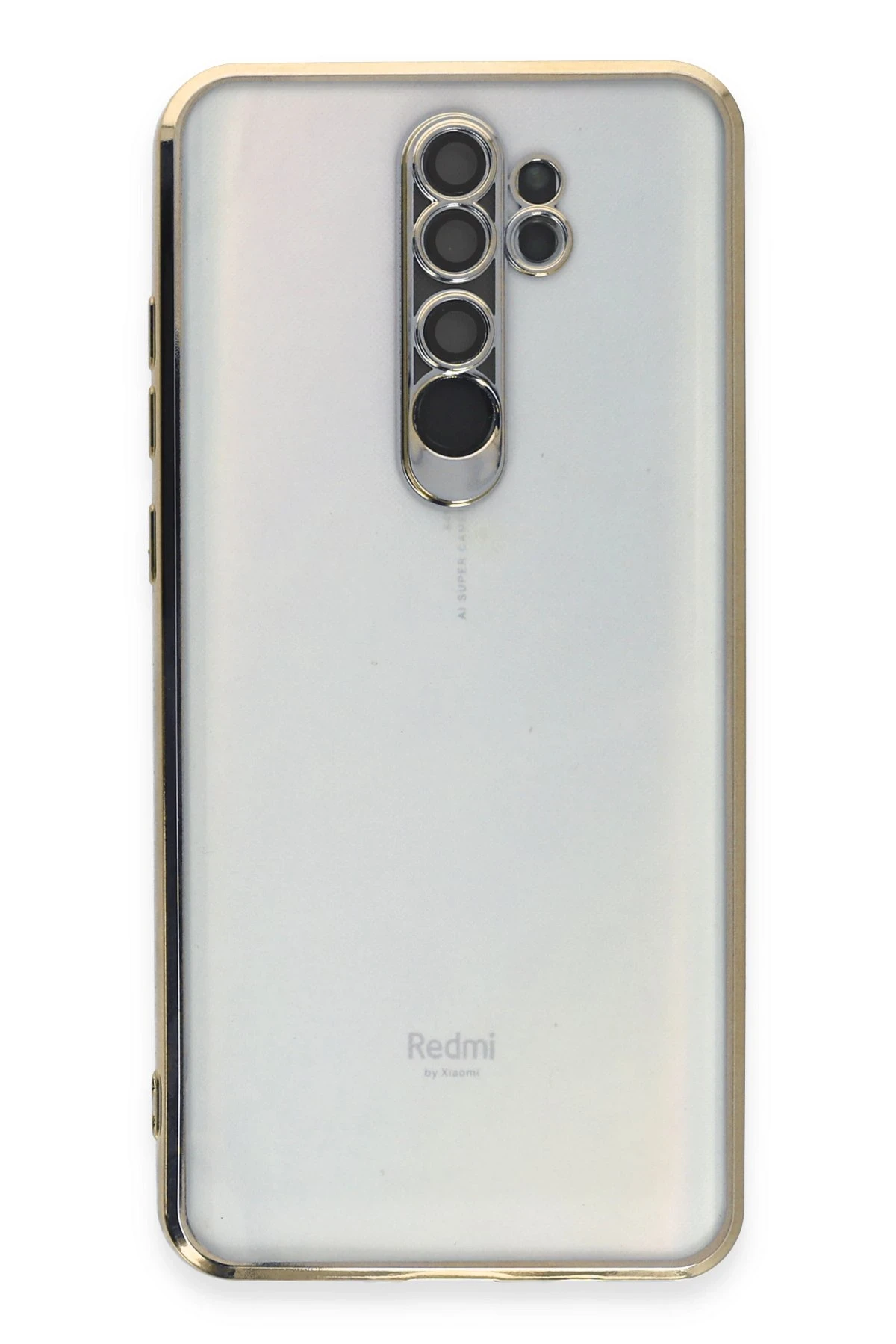Newface Xiaomi Redmi Note 8 Pro Kılıf Razer Lensli Silikon - Gold