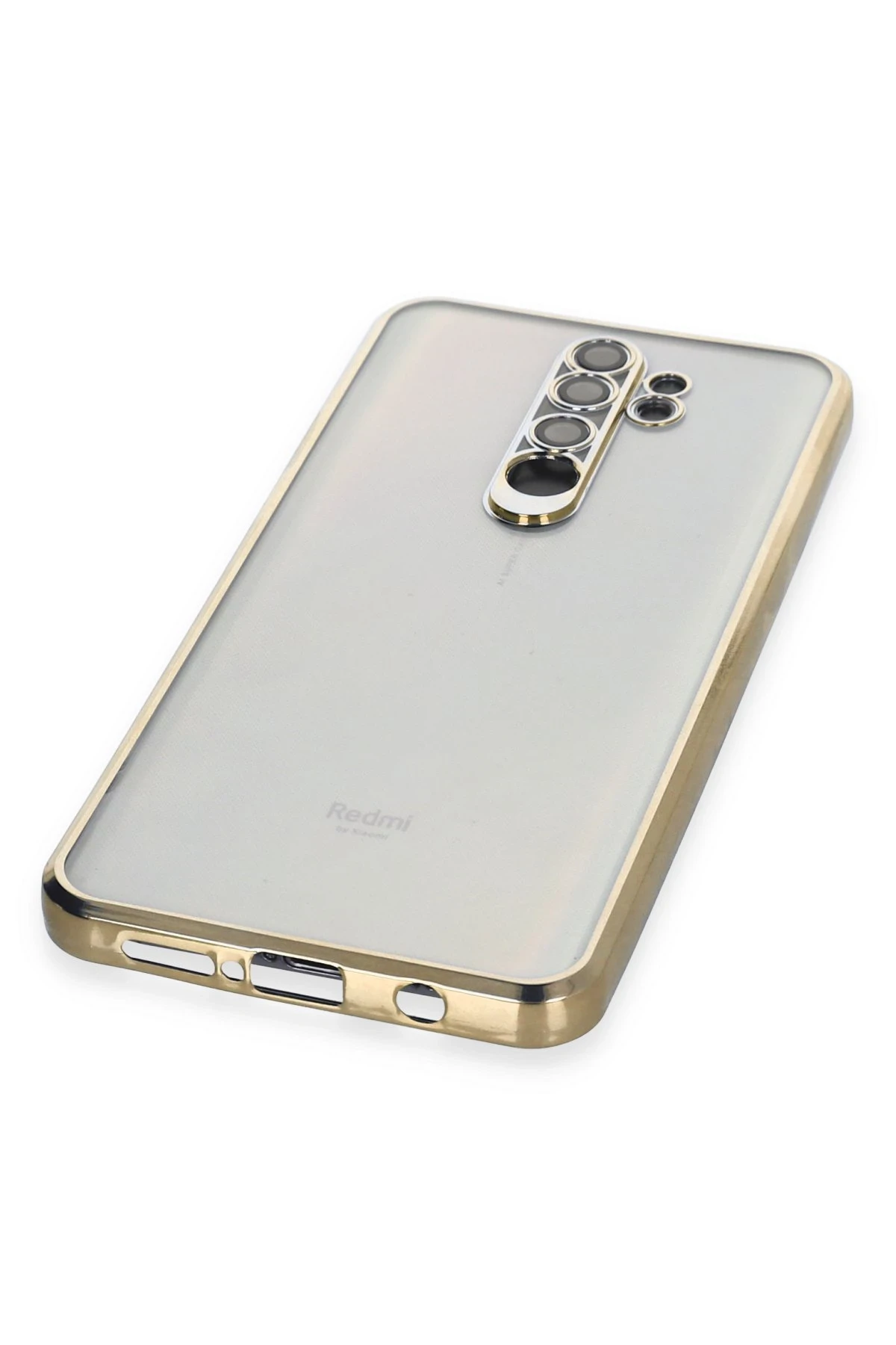 Newface Xiaomi Redmi Note 8 Pro Kılıf Razer Lensli Silikon - Gold