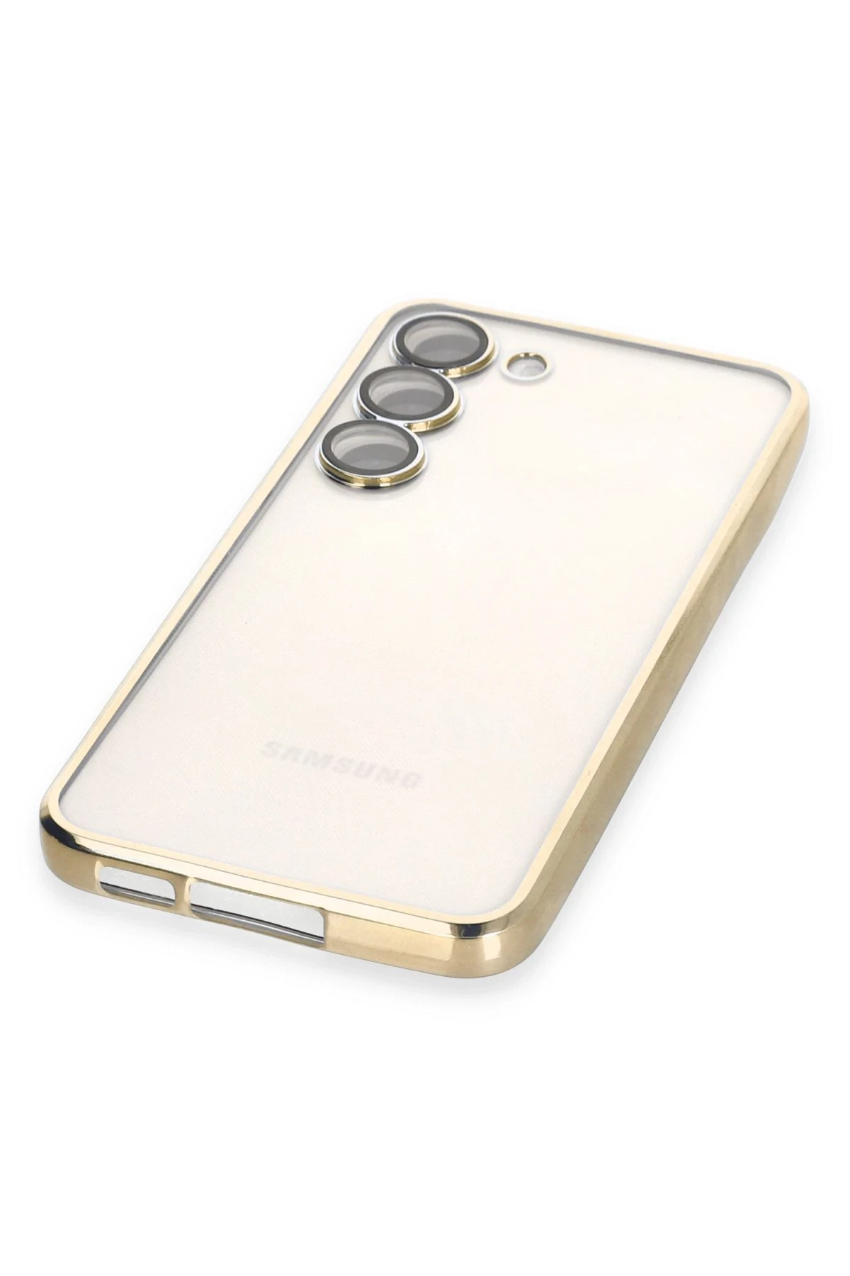 Newface Samsung Galaxy S24 Kılıf Razer Lensli Silikon - Gold