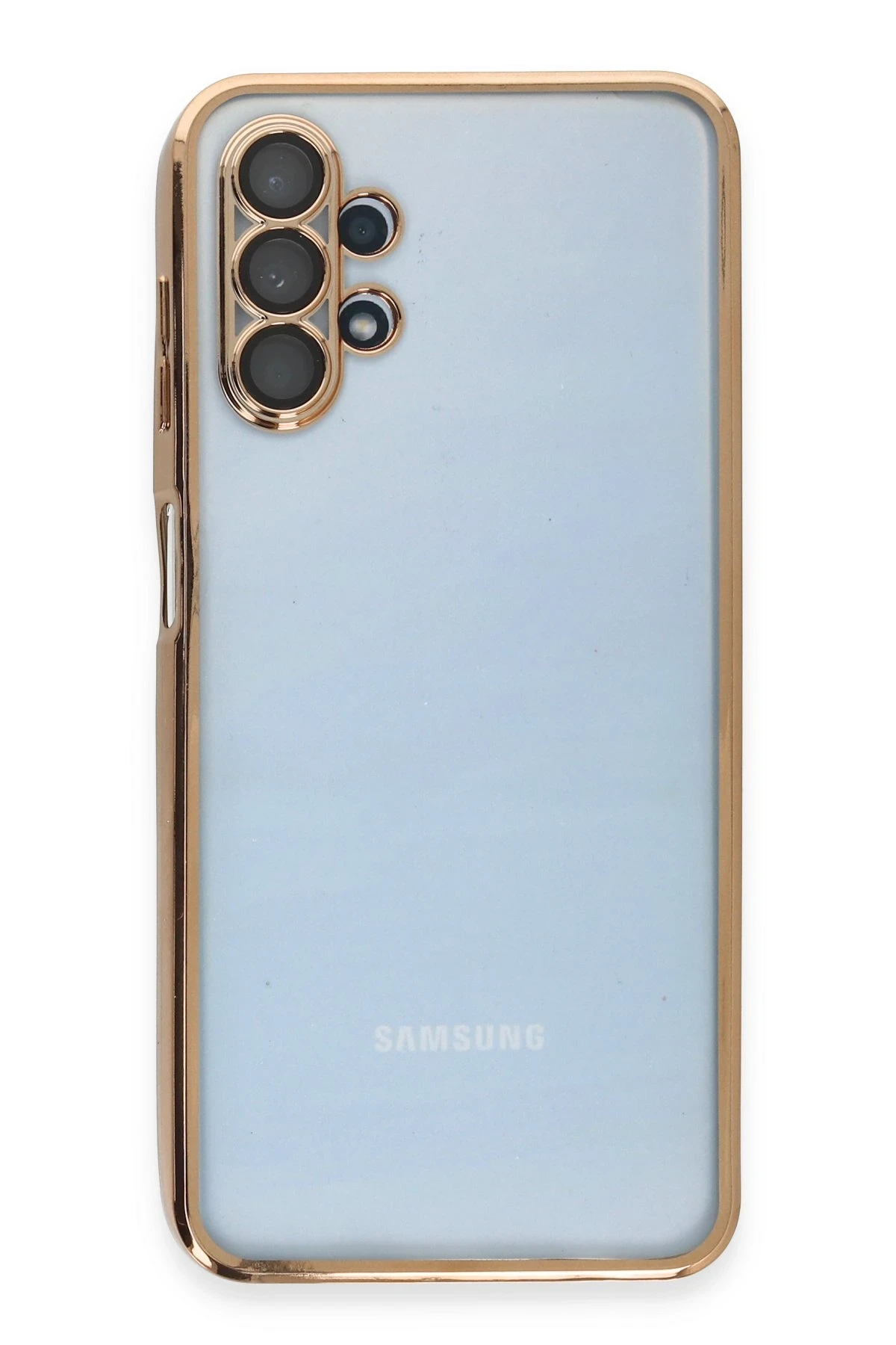 Newface Samsung Galaxy A13 4G Kılıf Razer Lensli Silikon - Gold