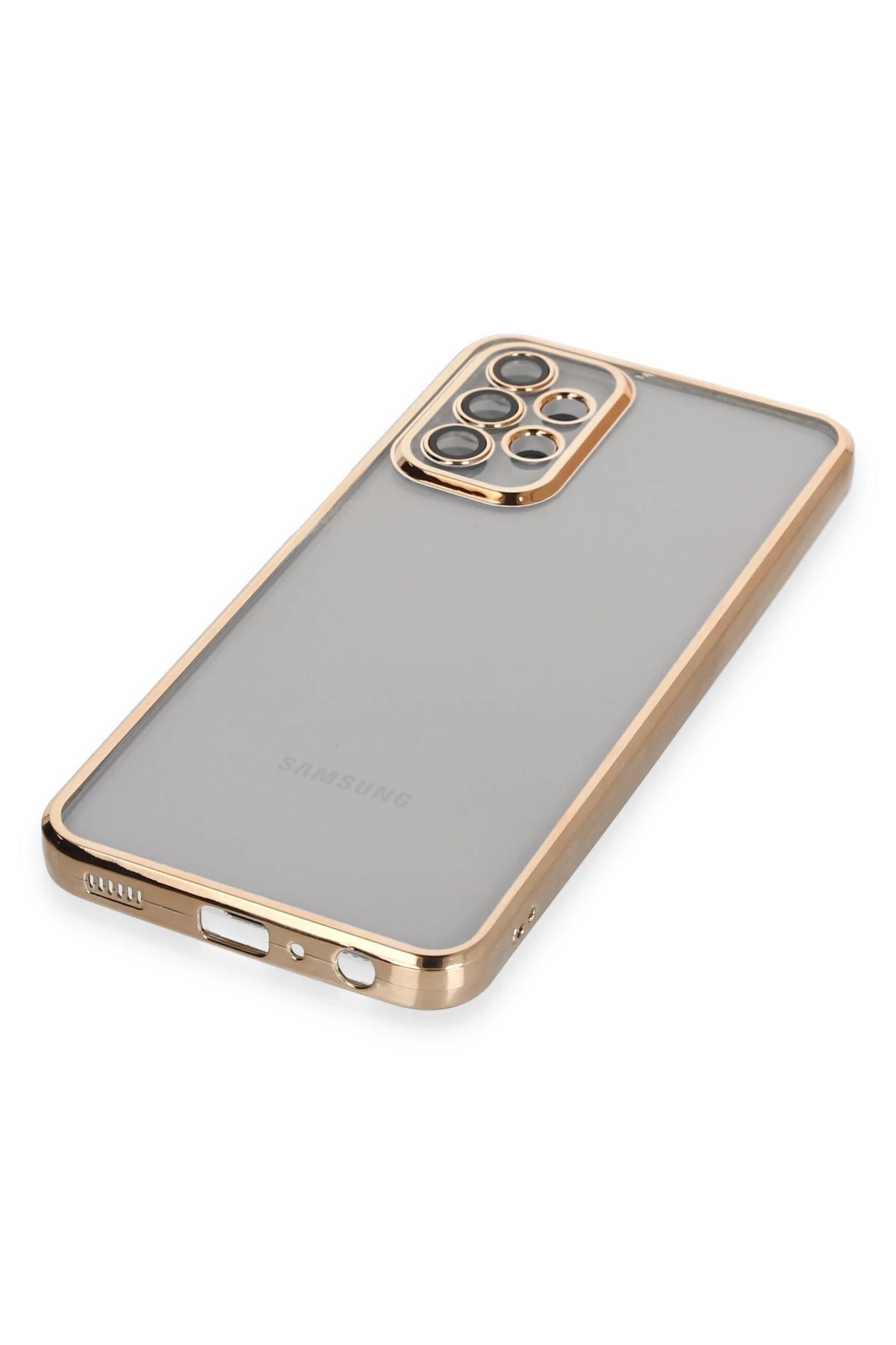 Newface Samsung Galaxy A23 4G Kılıf Razer Lensli Silikon - Gold