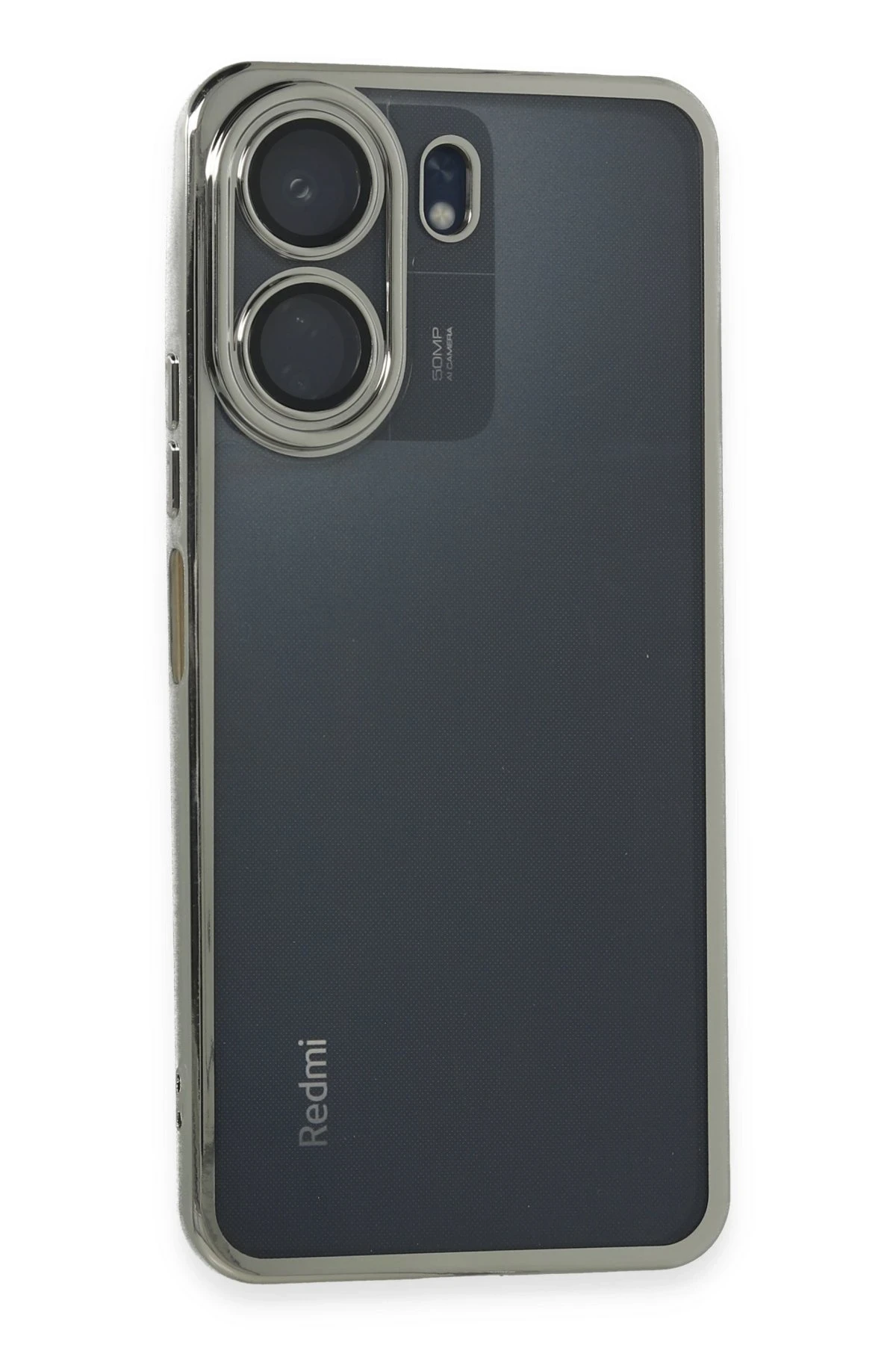 Newface Xiaomi Redmi 13C Kılıf Razer Lensli Silikon - Gümüş
