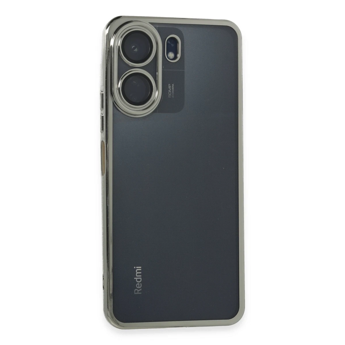 Newface Xiaomi Redmi 13C Kılıf Razer Lensli Silikon - Gümüş