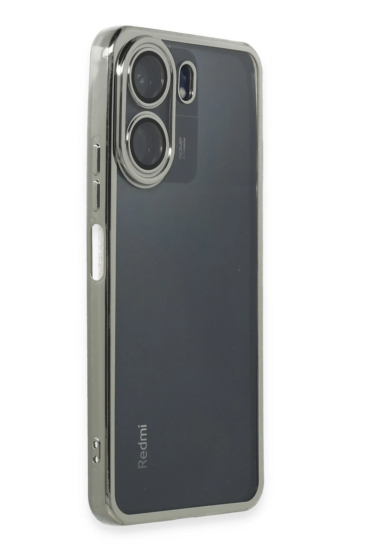 Newface Xiaomi Redmi 13C Kılıf Razer Lensli Silikon - Gümüş
