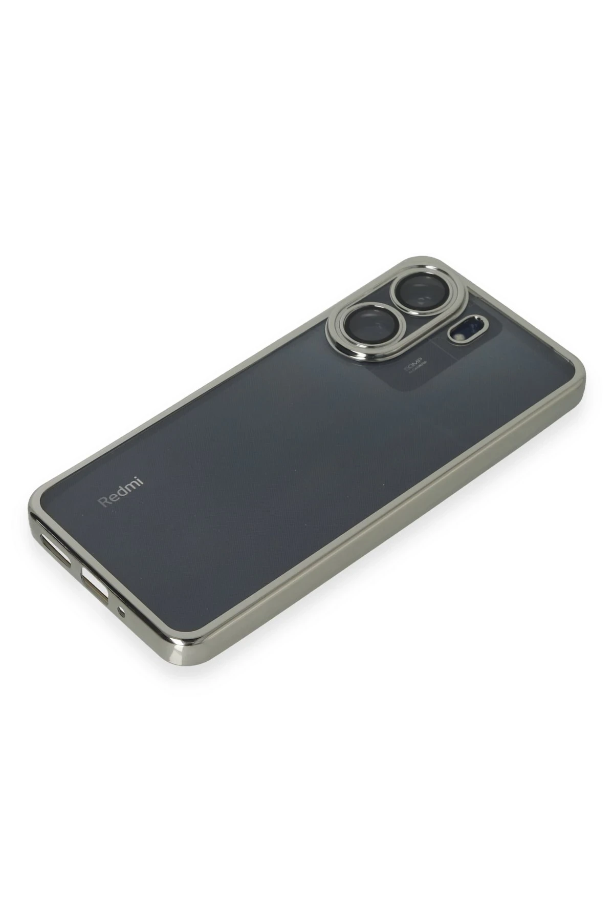 Newface Xiaomi Redmi 13C Kılıf Razer Lensli Silikon - Gümüş