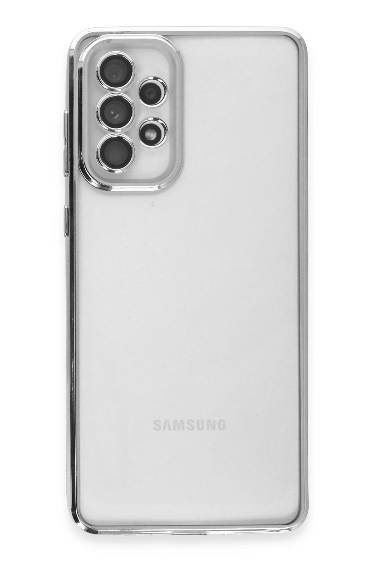 Newface Samsung Galaxy A53 5G Kılıf Razer Lensli Silikon - Gümüş
