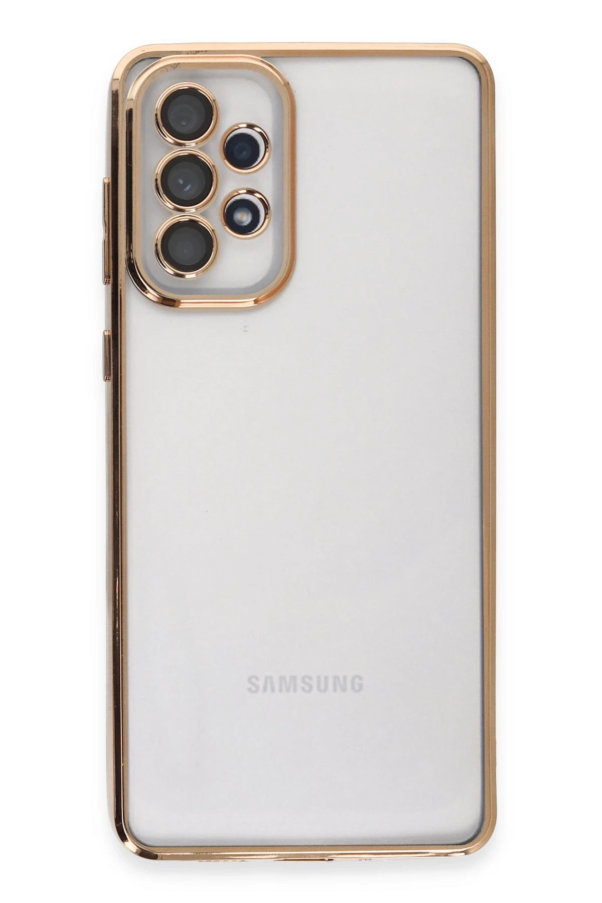 Newface Samsung Galaxy A73 5G Kılıf Razer Lensli Silikon - Gold
