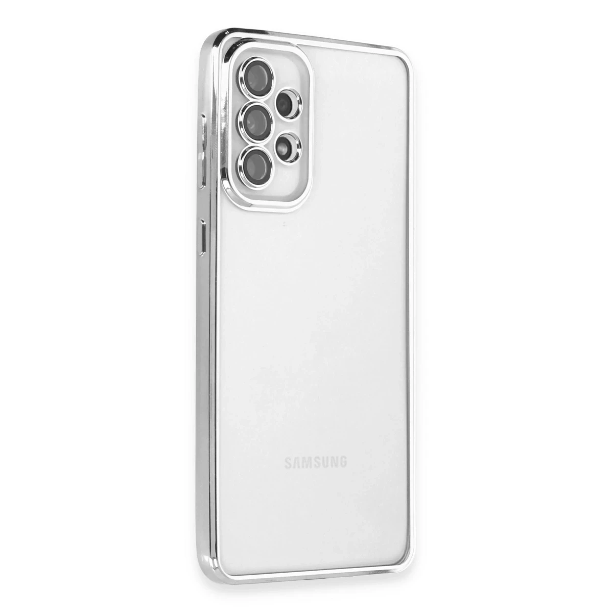 Newface Samsung Galaxy A73 5G Kılıf Razer Lensli Silikon - Gümüş