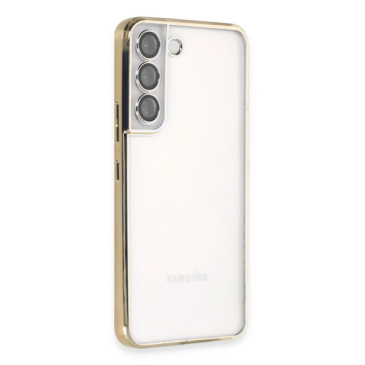 Newface Samsung Galaxy S22 Kılıf Razer Lensli Silikon - Gold
