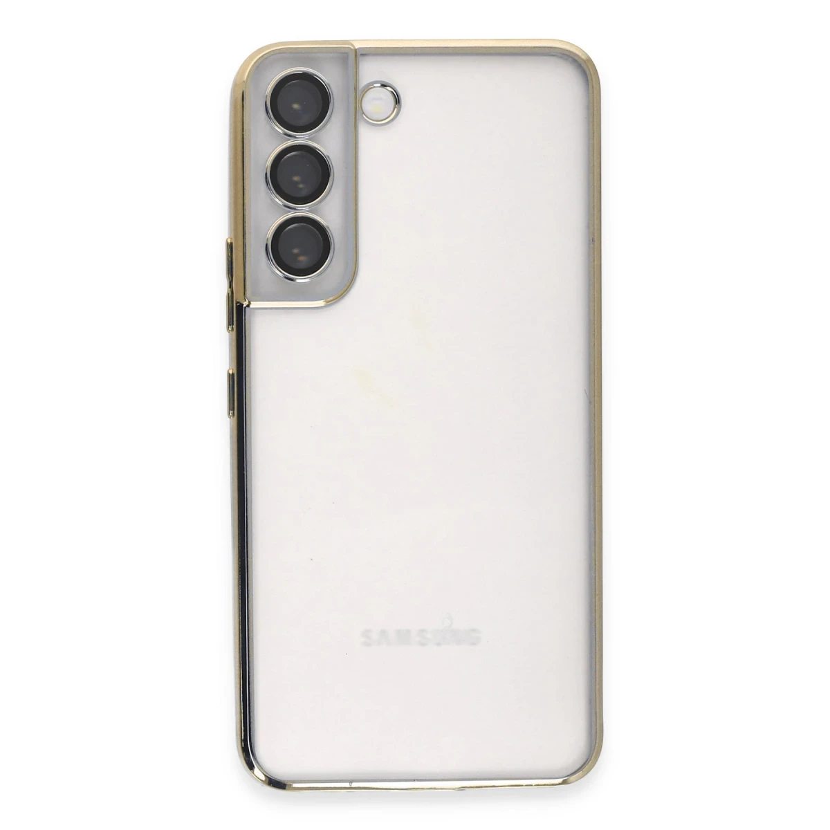 Newface Samsung Galaxy S22 Kılıf Razer Lensli Silikon - Gold