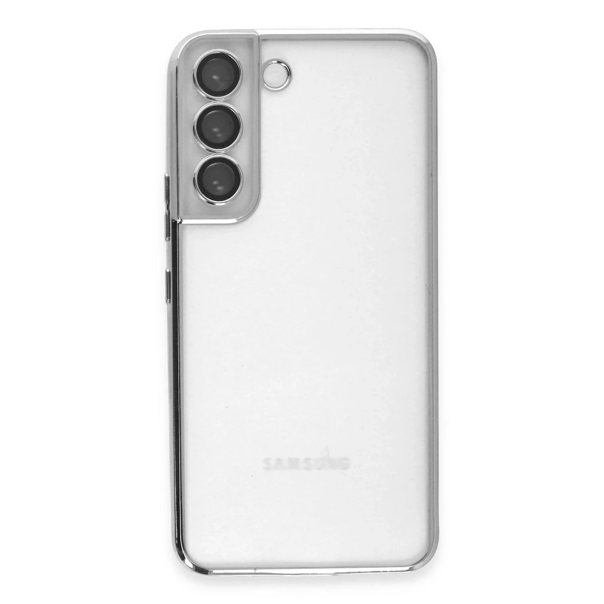Newface Samsung Galaxy S22 Kılıf Razer Lensli Silikon - Gümüş
