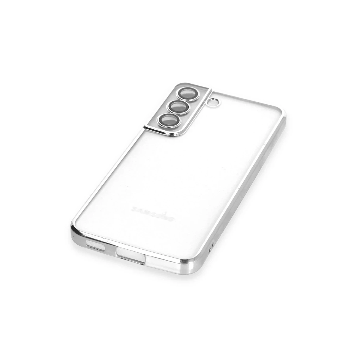 Newface Samsung Galaxy S22 Kılıf Razer Lensli Silikon - Gümüş