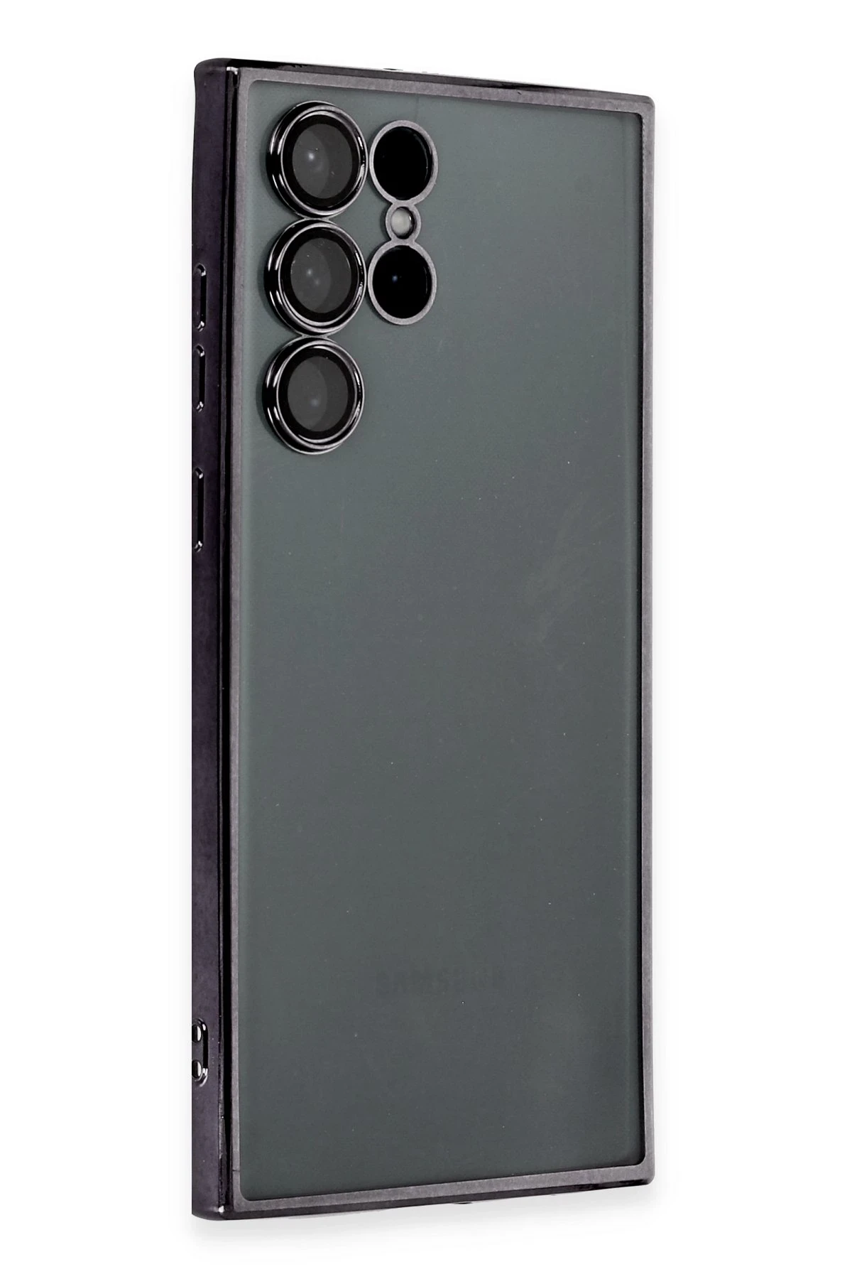 Newface Samsung Galaxy S22 Ultra Kılıf Razer Lensli Silikon - Siyah