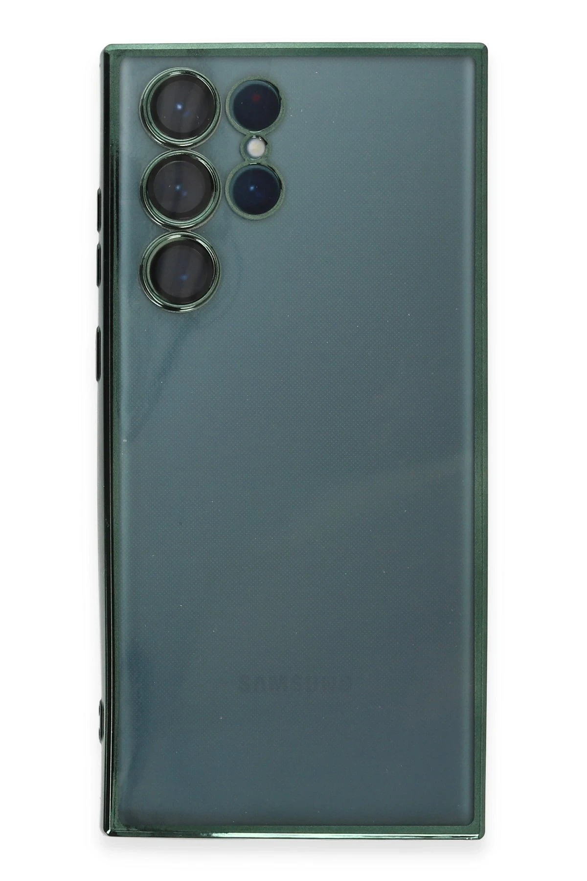 Newface Samsung Galaxy S22 Ultra Kılıf Razer Lensli Silikon - Yeşil