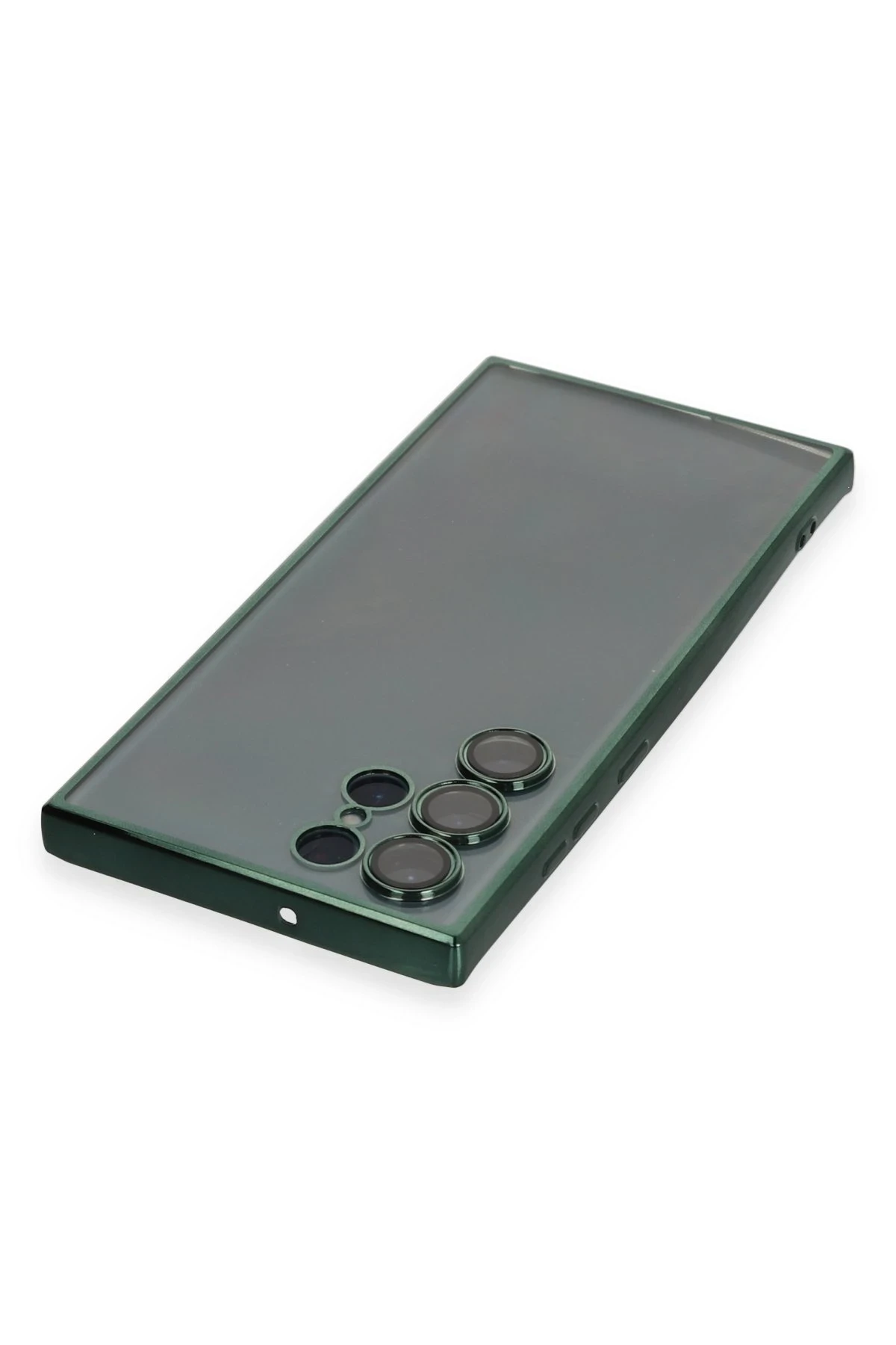 Newface Samsung Galaxy S22 Ultra Kılıf Razer Lensli Silikon - Yeşil