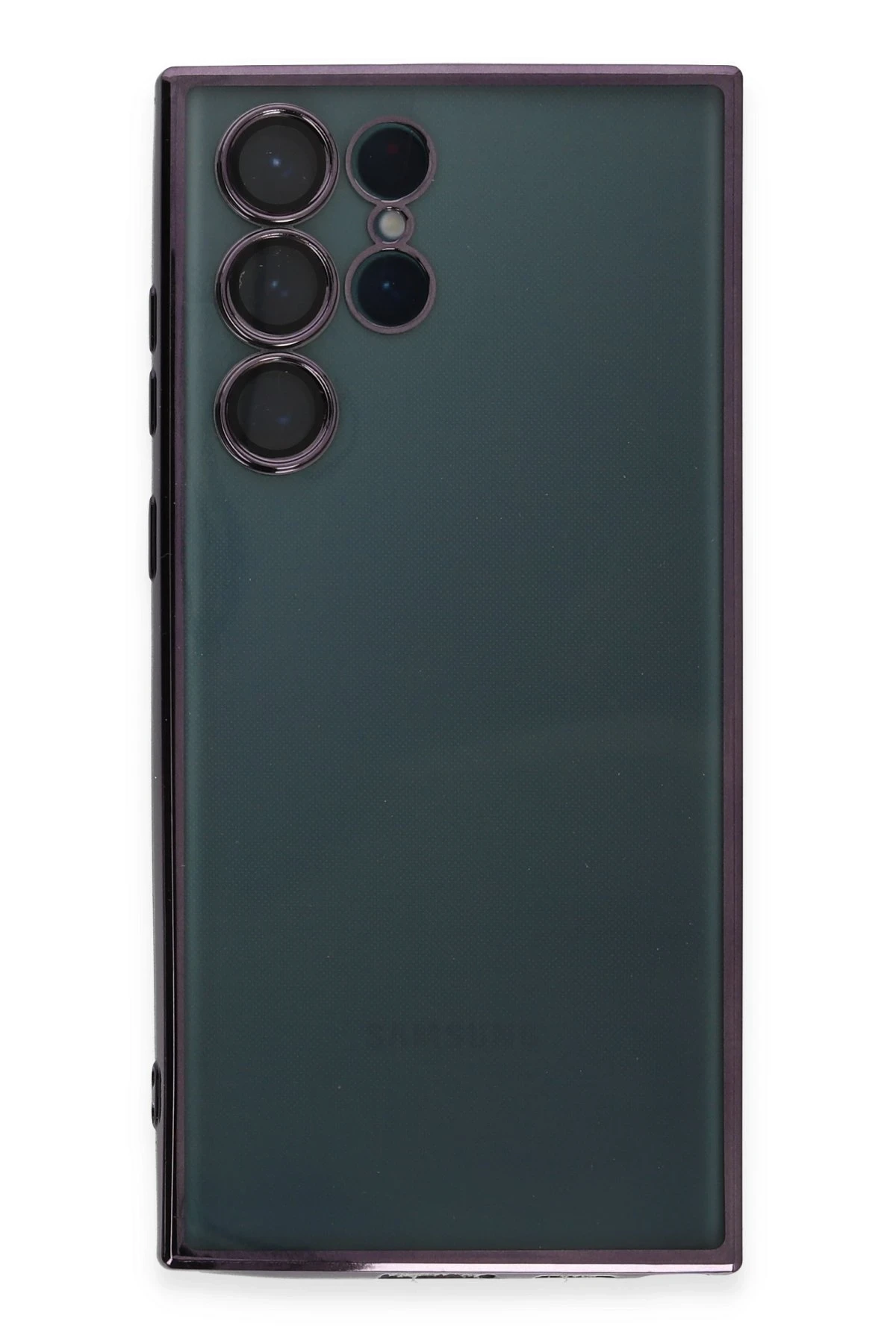 Newface Samsung Galaxy S22 Ultra Kılıf Razer Lensli Silikon - Mor