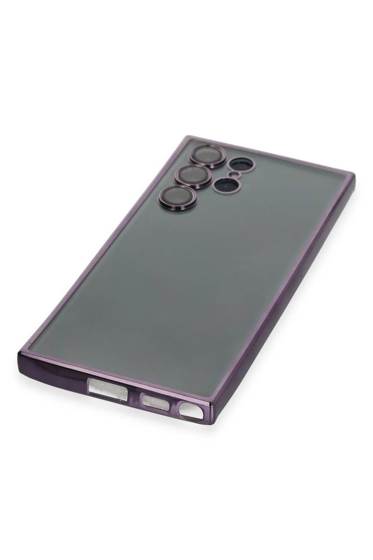 Newface Samsung Galaxy S22 Ultra Kılıf Razer Lensli Silikon - Mor