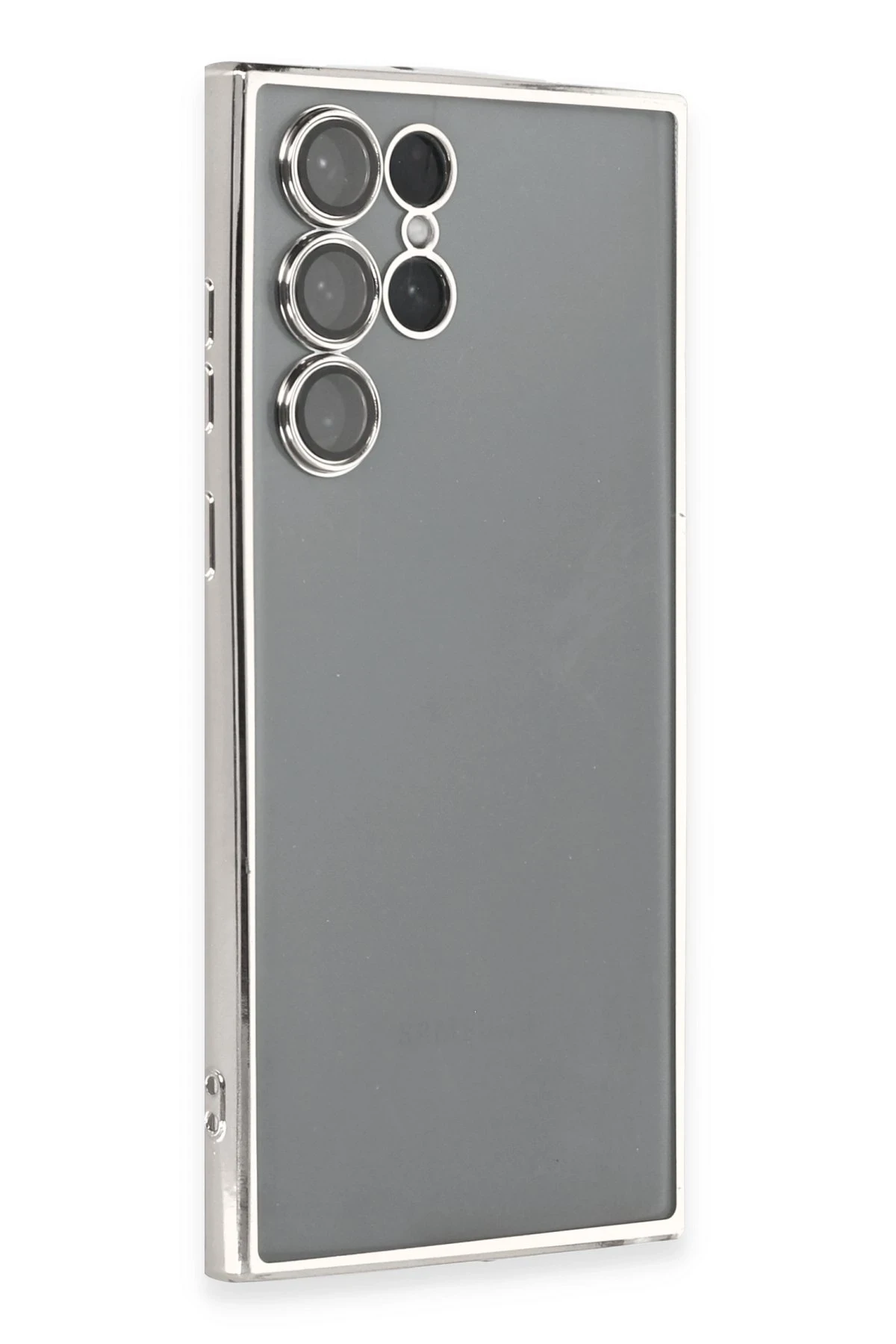 Newface Samsung Galaxy S22 Ultra Kılıf Razer Lensli Silikon - Gümüş