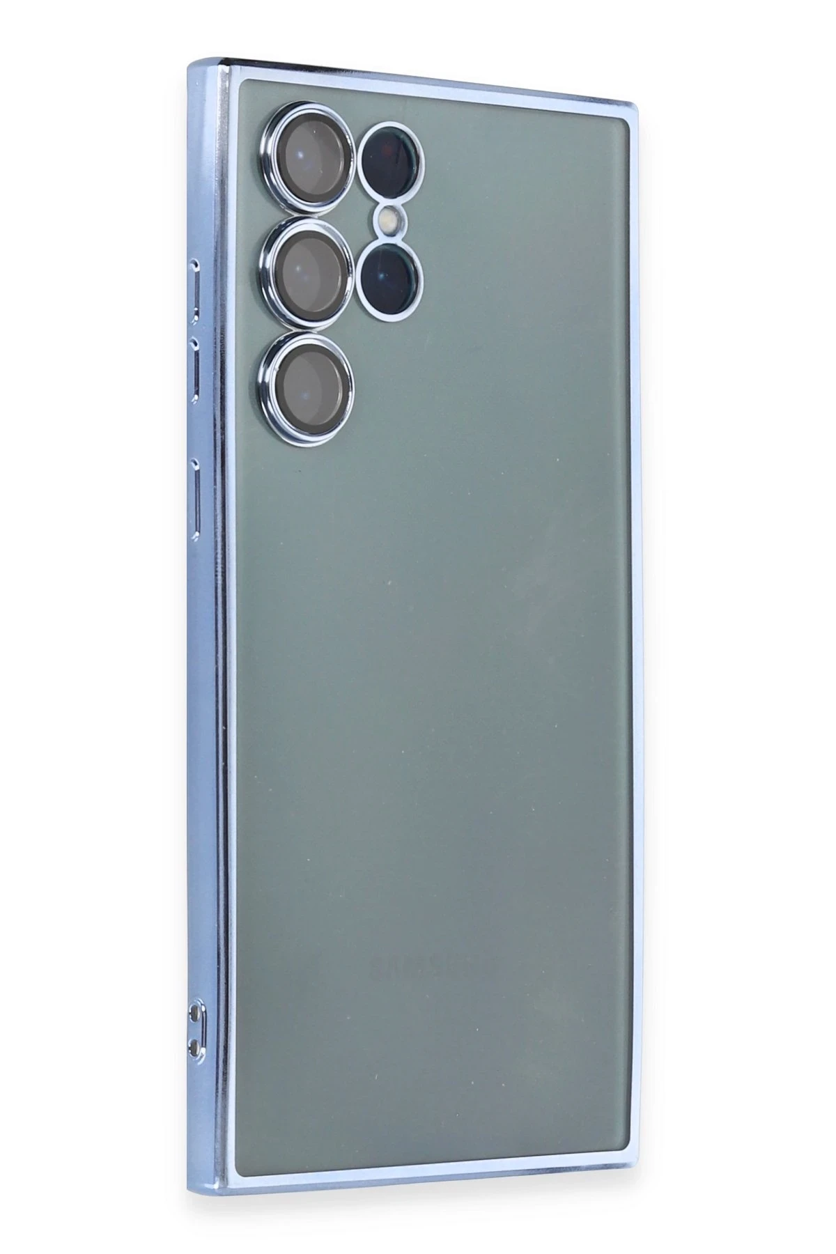 Newface Samsung Galaxy S22 Ultra Kılıf Razer Lensli Silikon - Açık Mavi
