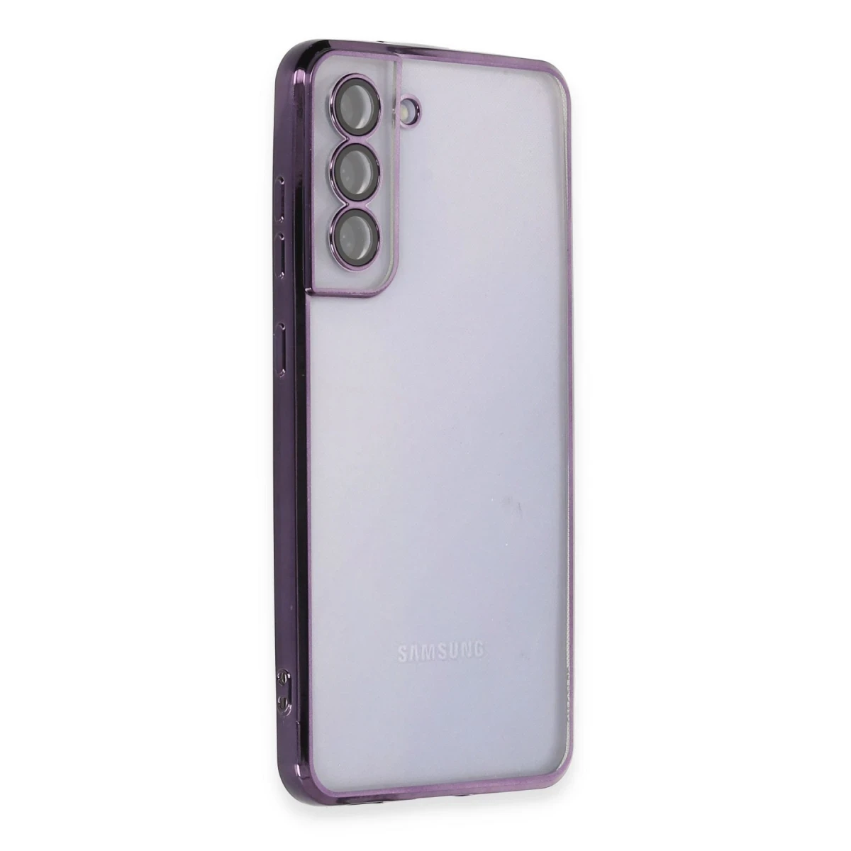Newface Samsung Galaxy S21 FE Kılıf Razer Lensli Silikon - Mor