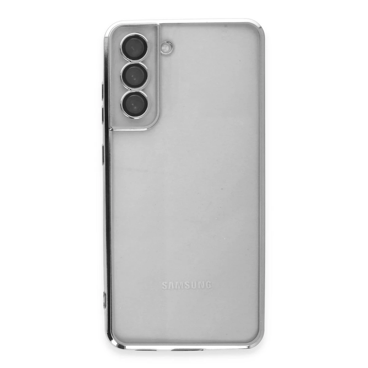 Newface Samsung Galaxy S21 FE Kılıf Razer Lensli Silikon - Gümüş