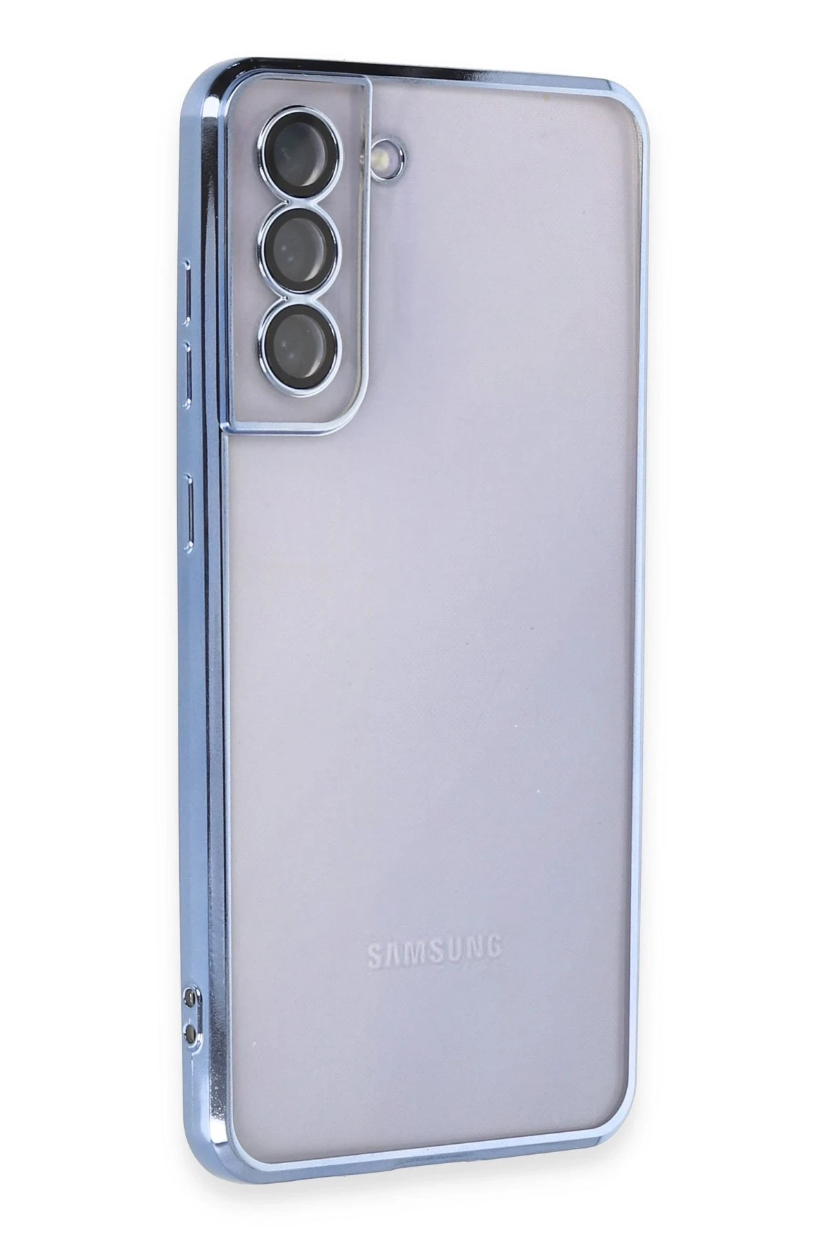 Newface Samsung Galaxy S21 FE Kılıf Razer Lensli Silikon - Açık Mavi