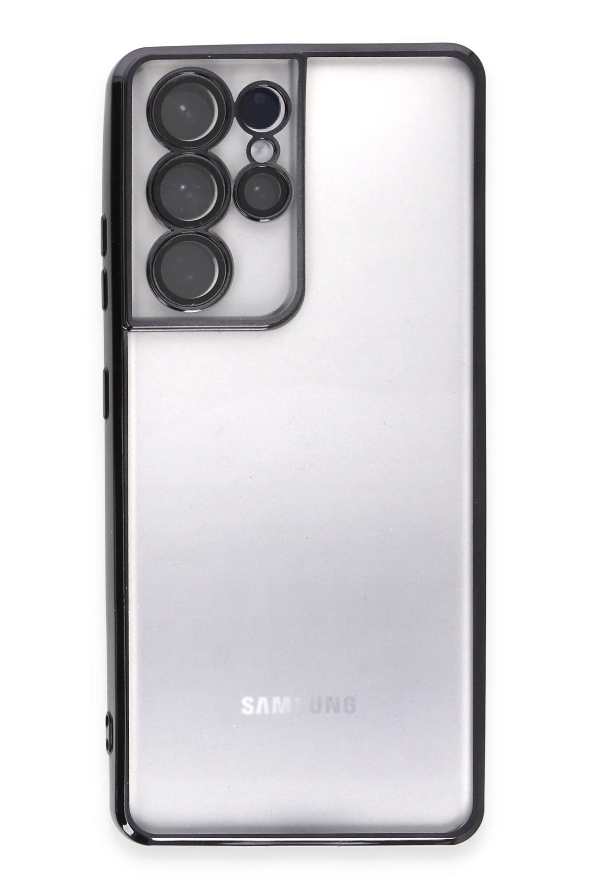 Newface Samsung Galaxy S21 Ultra Kılıf Razer Lensli Silikon - Siyah