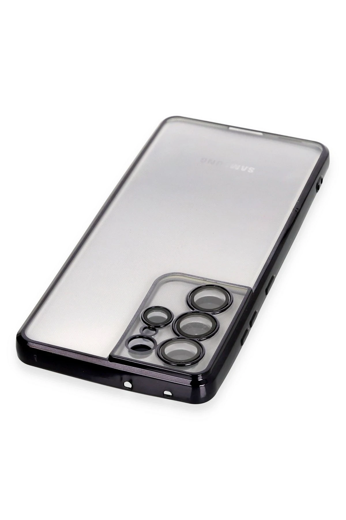 Newface Samsung Galaxy S21 Ultra Kılıf Razer Lensli Silikon - Siyah