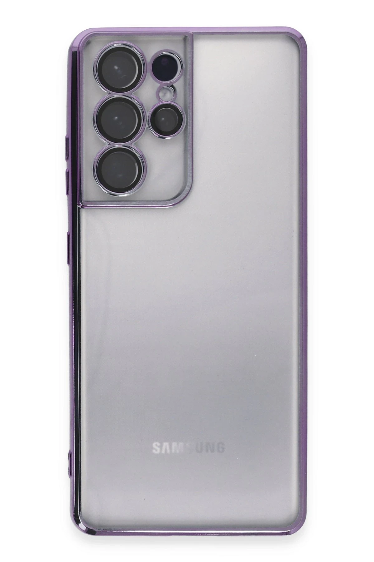 Newface Samsung Galaxy S21 Ultra Kılıf Razer Lensli Silikon - Mor