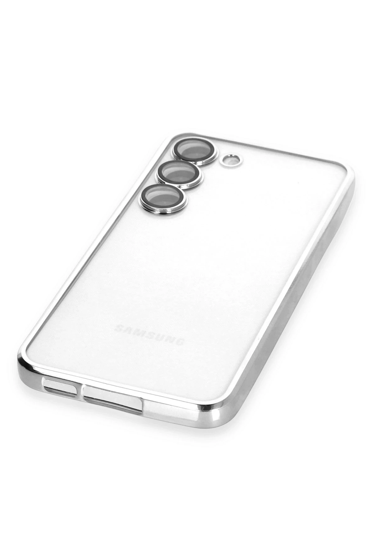 Newface Samsung Galaxy S23 Kılıf Razer Lensli Silikon - Gümüş