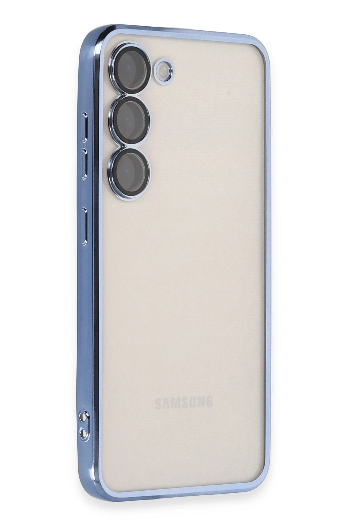 Newface Samsung Galaxy S23 Kılıf Razer Lensli Silikon - Açık Mavi