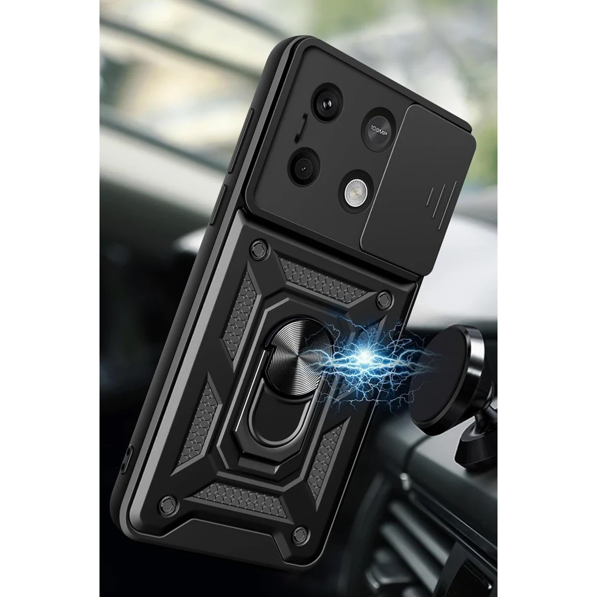 Newface Xiaomi Redmi Note 13 4G Kılıf Pars Lens Yüzüklü Silikon - Siyah — görsel 8