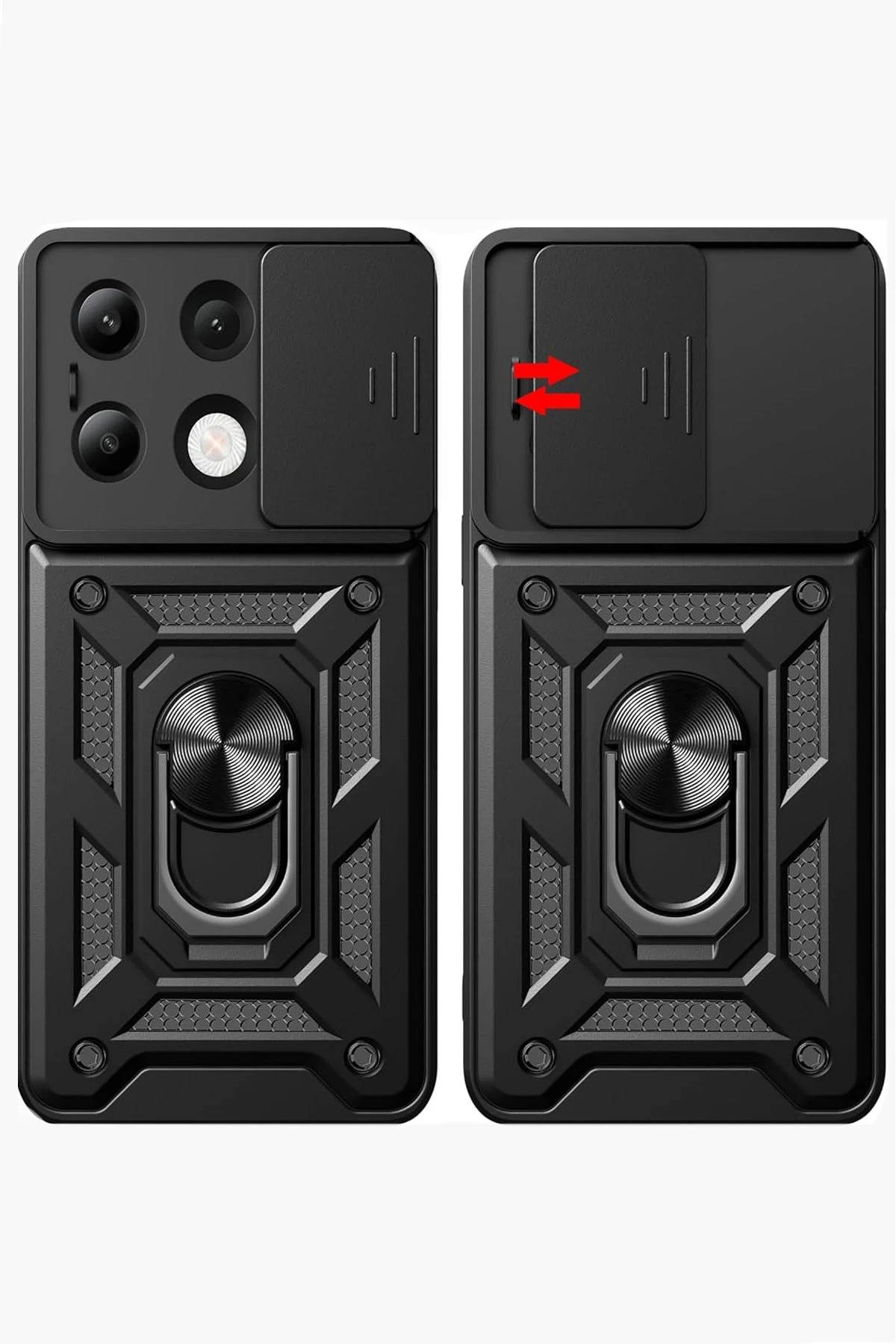 Newface Xiaomi Redmi Note 13 4G Kılıf Pars Lens Yüzüklü Silikon - Yeşil