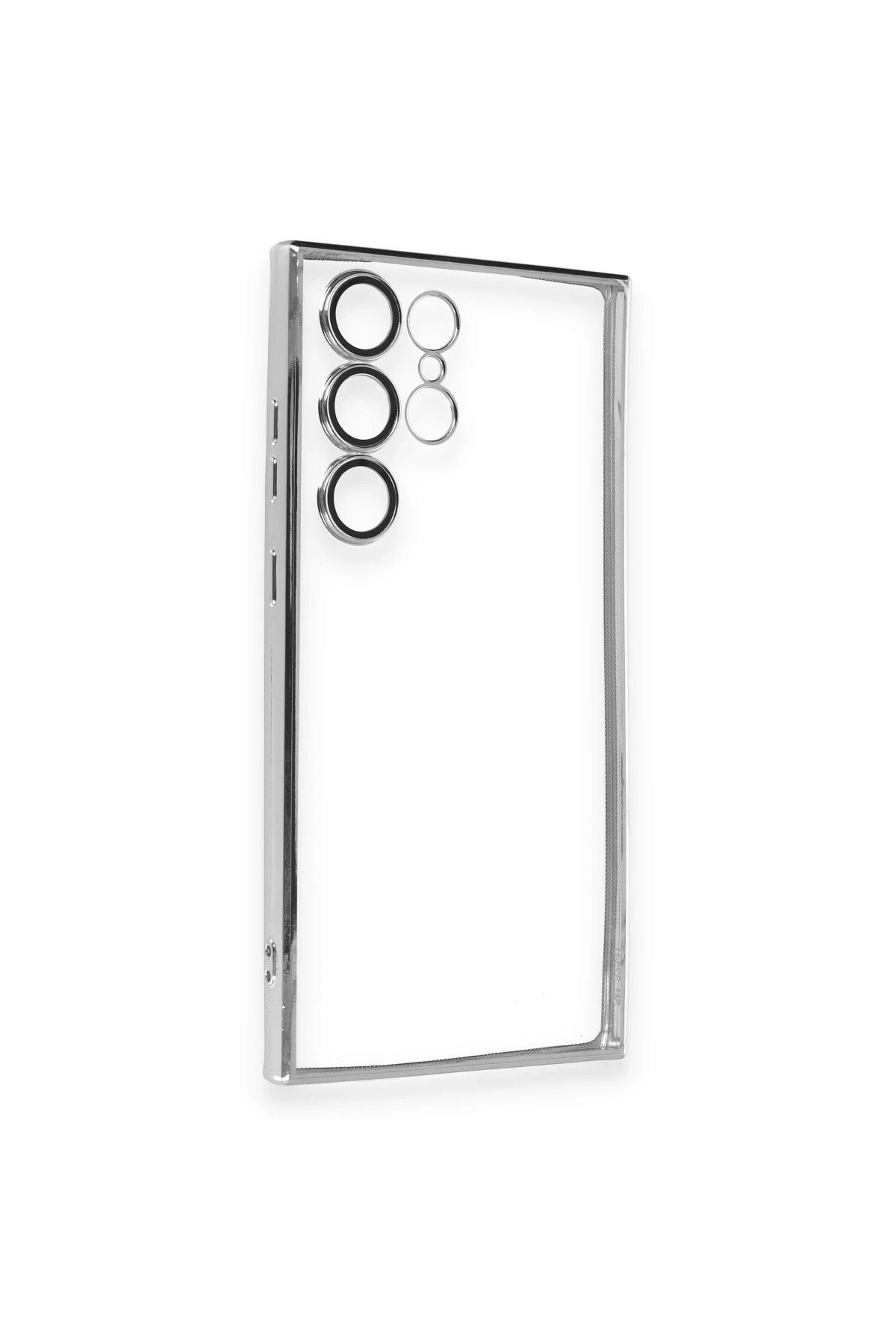 Newface Samsung Galaxy S23 Ultra Kılıf Razer Lensli Silikon - Gümüş