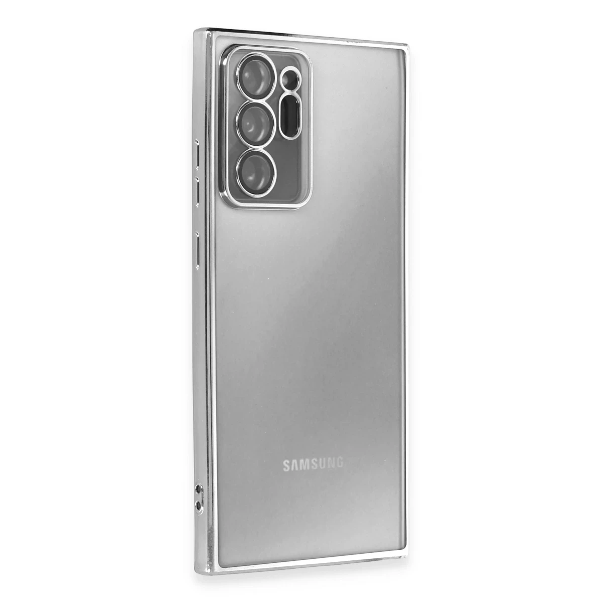 Newface Samsung Galaxy Note 20 Ultra Kılıf Razer Lensli Silikon - Gümüş