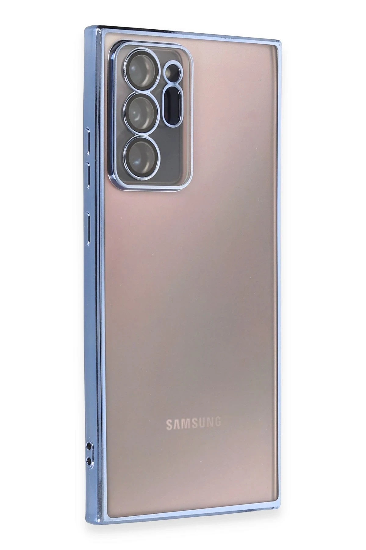 Newface Samsung Galaxy Note 20 Ultra Kılıf Razer Lensli Silikon - Açık Mavi