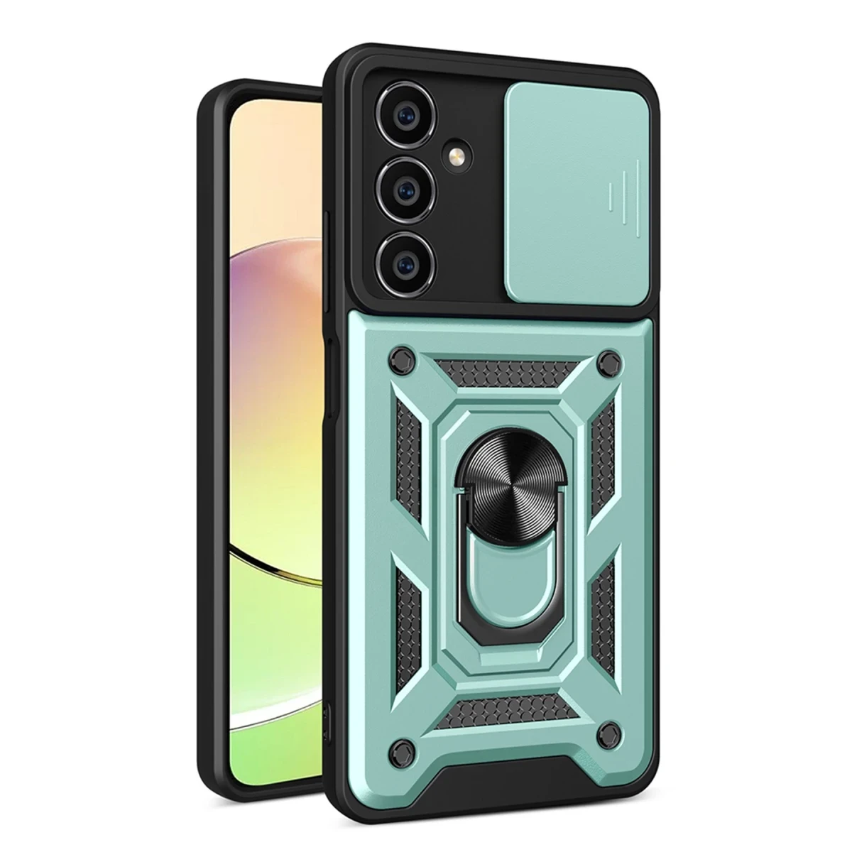 Newface Samsung Galaxy A25 5G Kılıf Pars Lens Yüzüklü Silikon - Yeşil