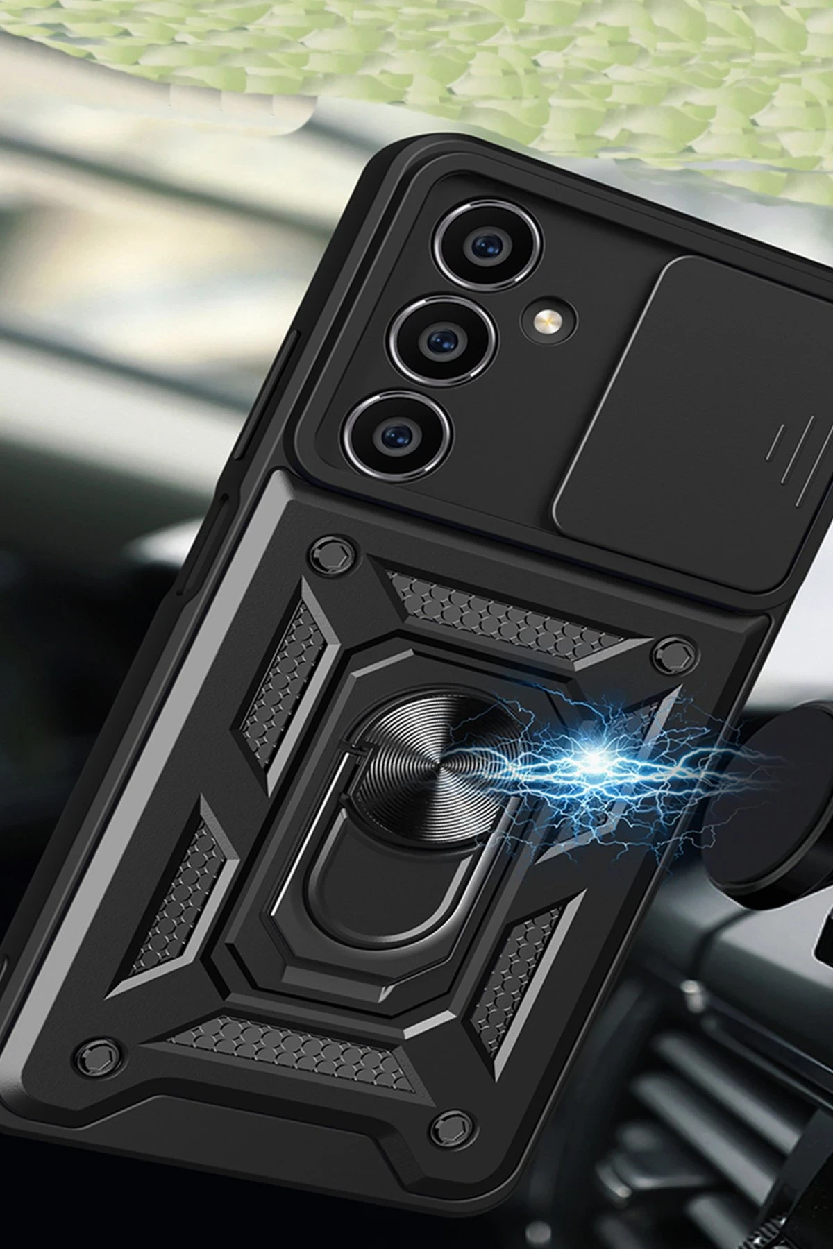 Newface Samsung Galaxy A35 5G Kılıf Pars Lens Yüzüklü Silikon - Siyah — görsel 2