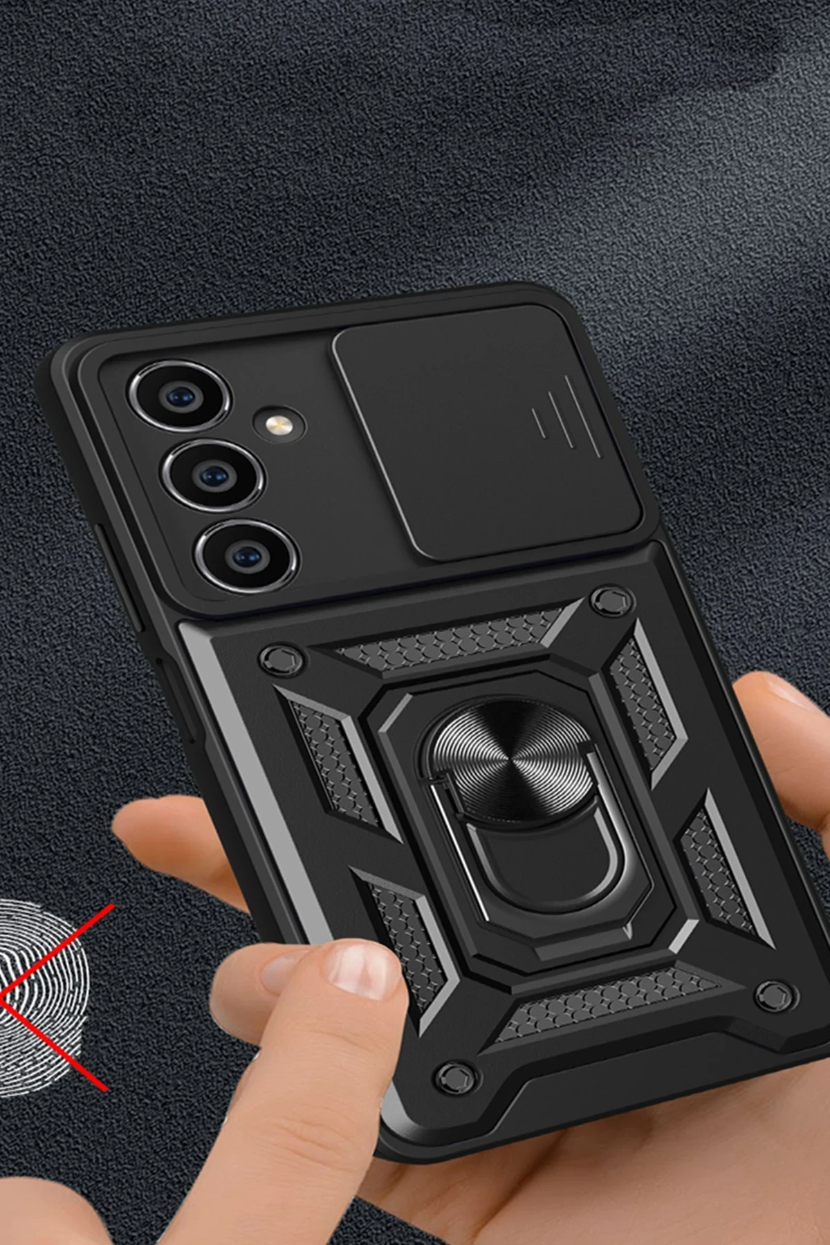 Newface Samsung Galaxy A35 5G Kılıf Pars Lens Yüzüklü Silikon - Siyah — görsel 3