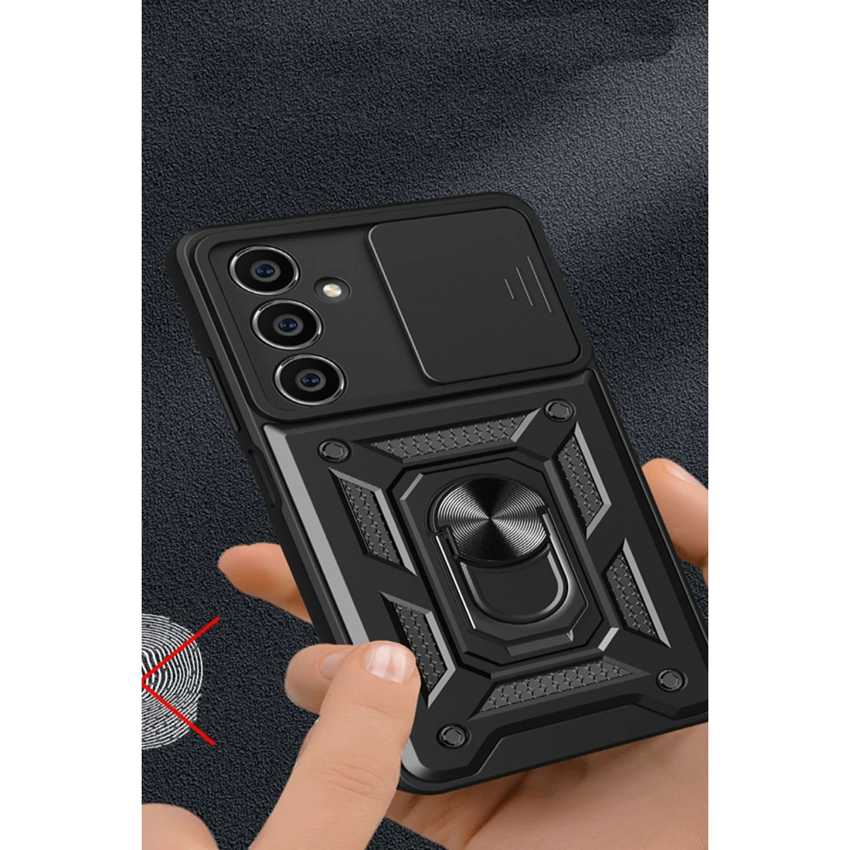 Newface Samsung Galaxy A35 5G Kılıf Pars Lens Yüzüklü Silikon - Siyah — görsel 7