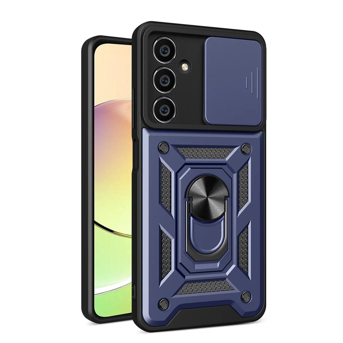 Newface Samsung Galaxy A35 5G Kılıf Pars Lens Yüzüklü Silikon - Lacivert