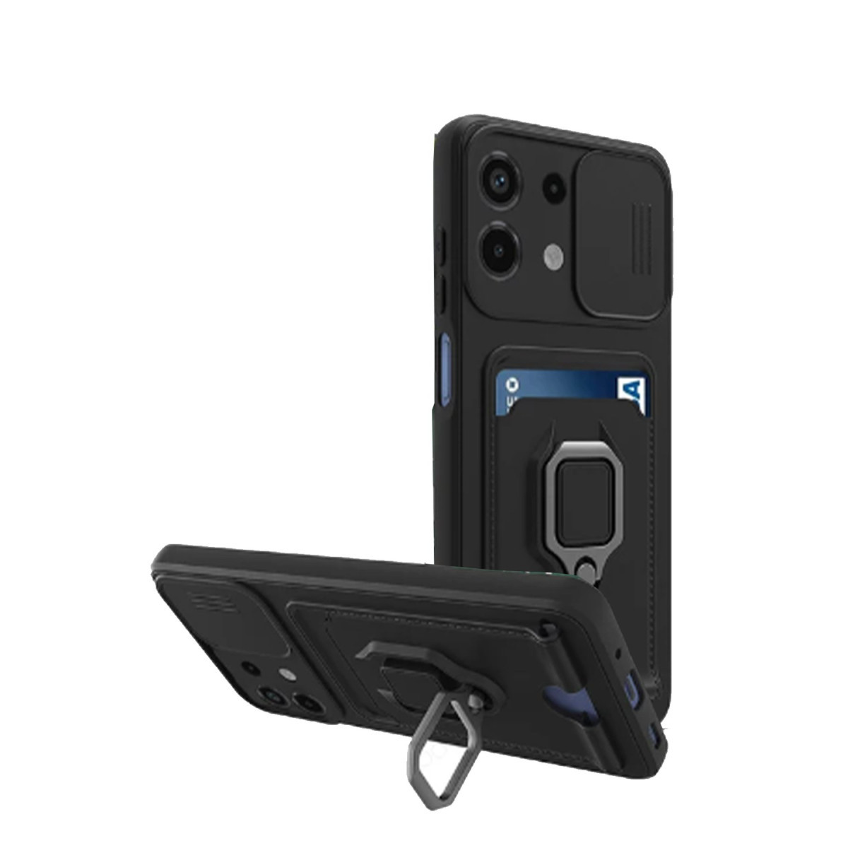 Newface Xiaomi Redmi Note 13 4G Kılıf Zuma Kartvizitli Yüzüklü Silikon - Siyah — görsel 7