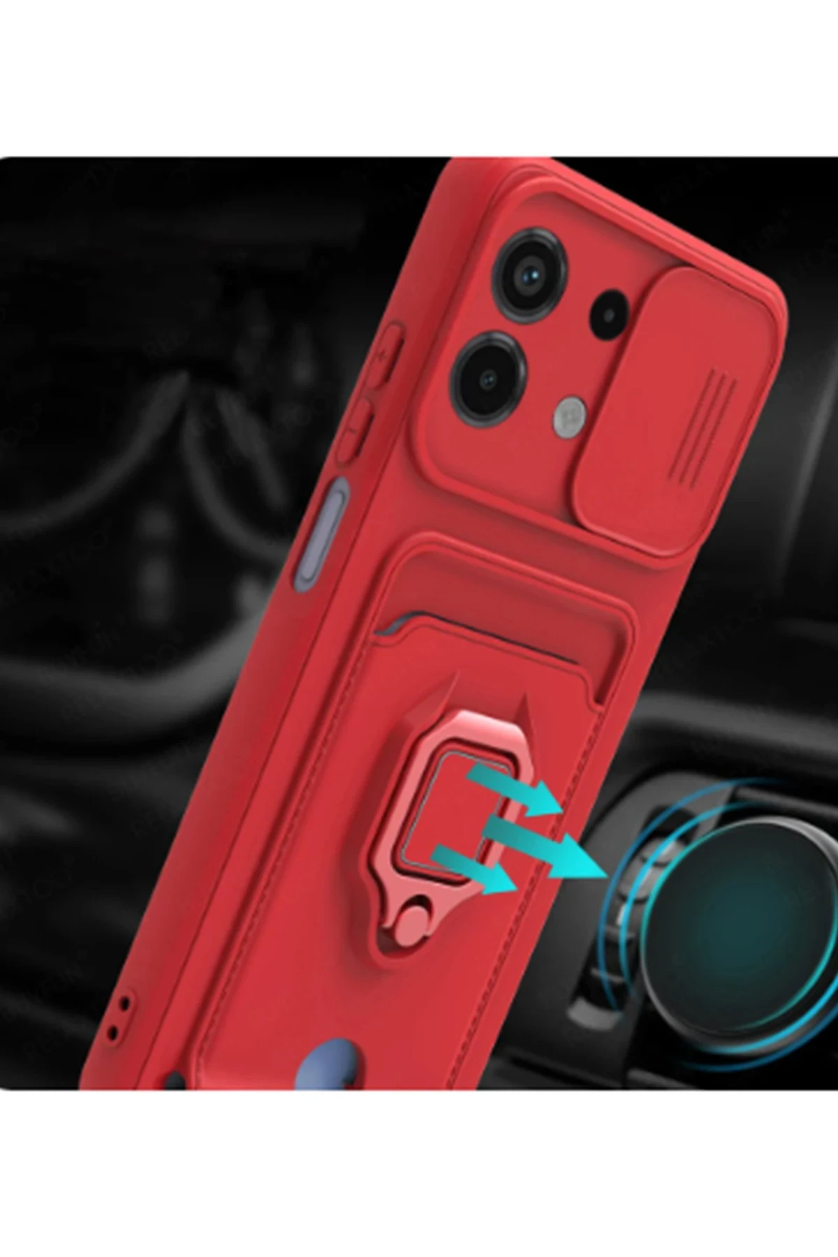 Newface Xiaomi Redmi Note 13 4G Kılıf Zuma Kartvizitli Yüzüklü Silikon - Siyah