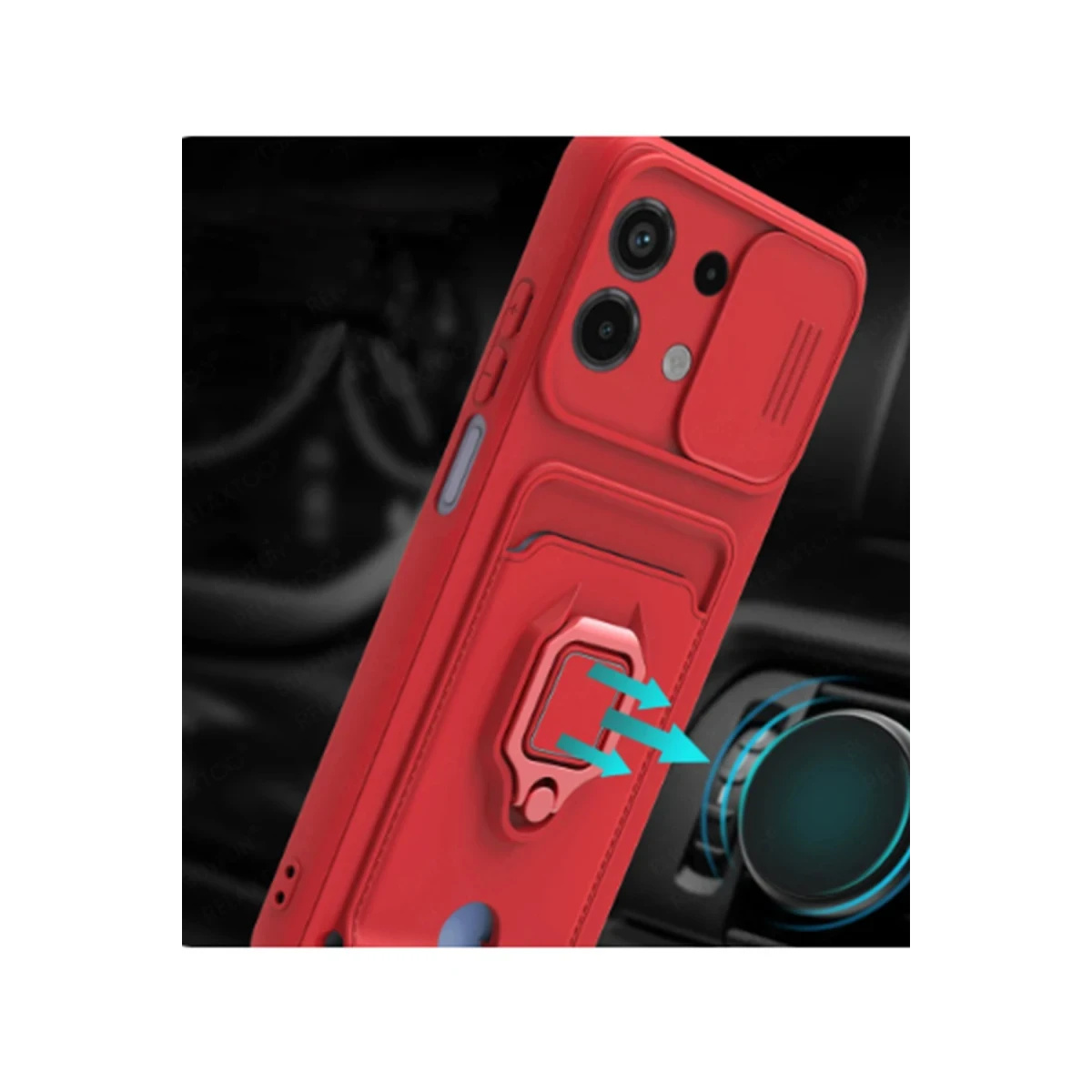 Newface Xiaomi Redmi Note 13 4G Kılıf Zuma Kartvizitli Yüzüklü Silikon - Siyah — görsel 6